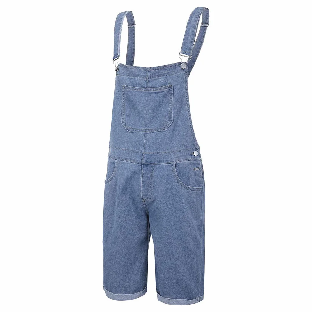 Peto de trabajo para hombre, pantalones vaqueros cortos, transpirable, mono cargo