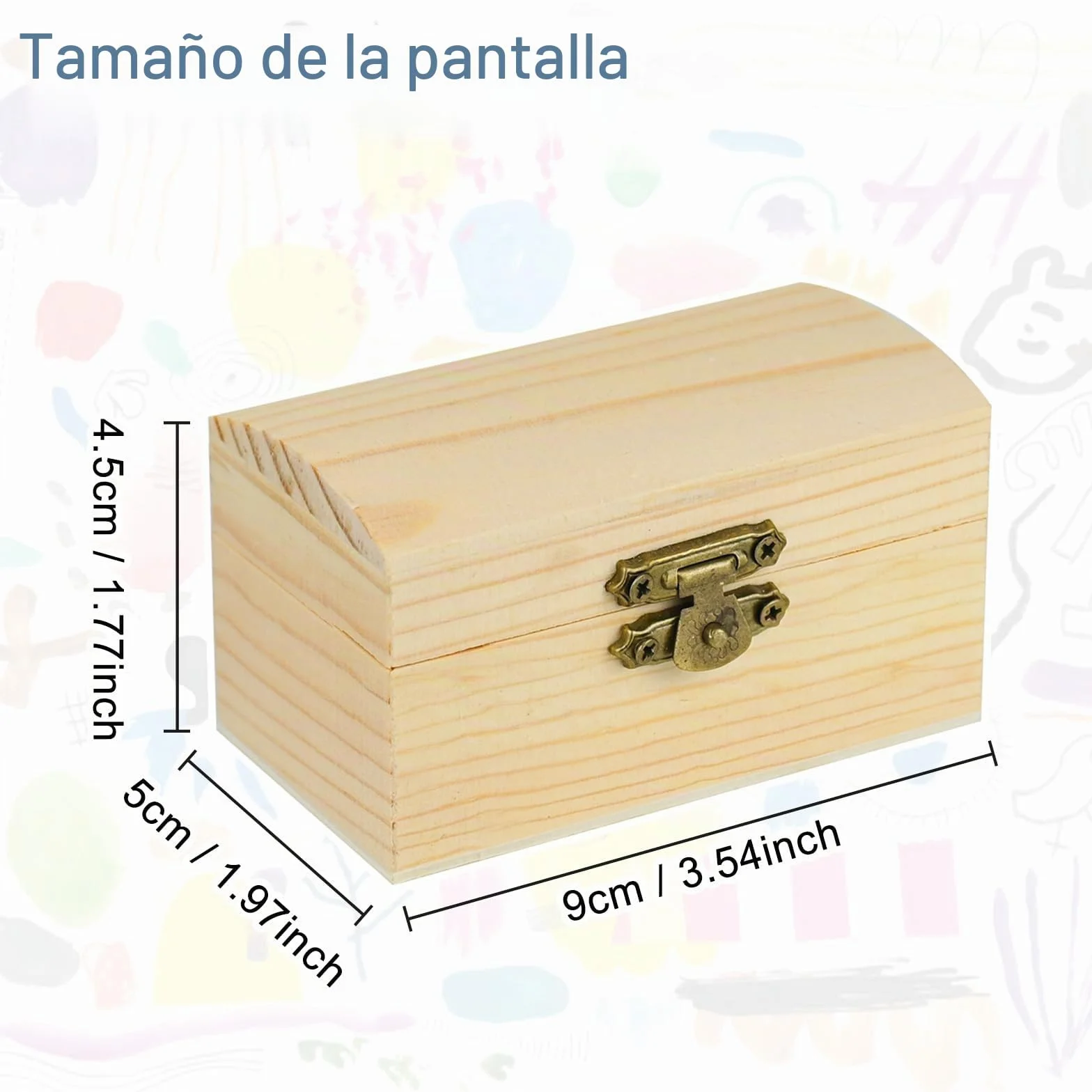 Pequeño Cofre del Tesoro de Madera 10 Piezas 9x5x4.5cm con Cierre