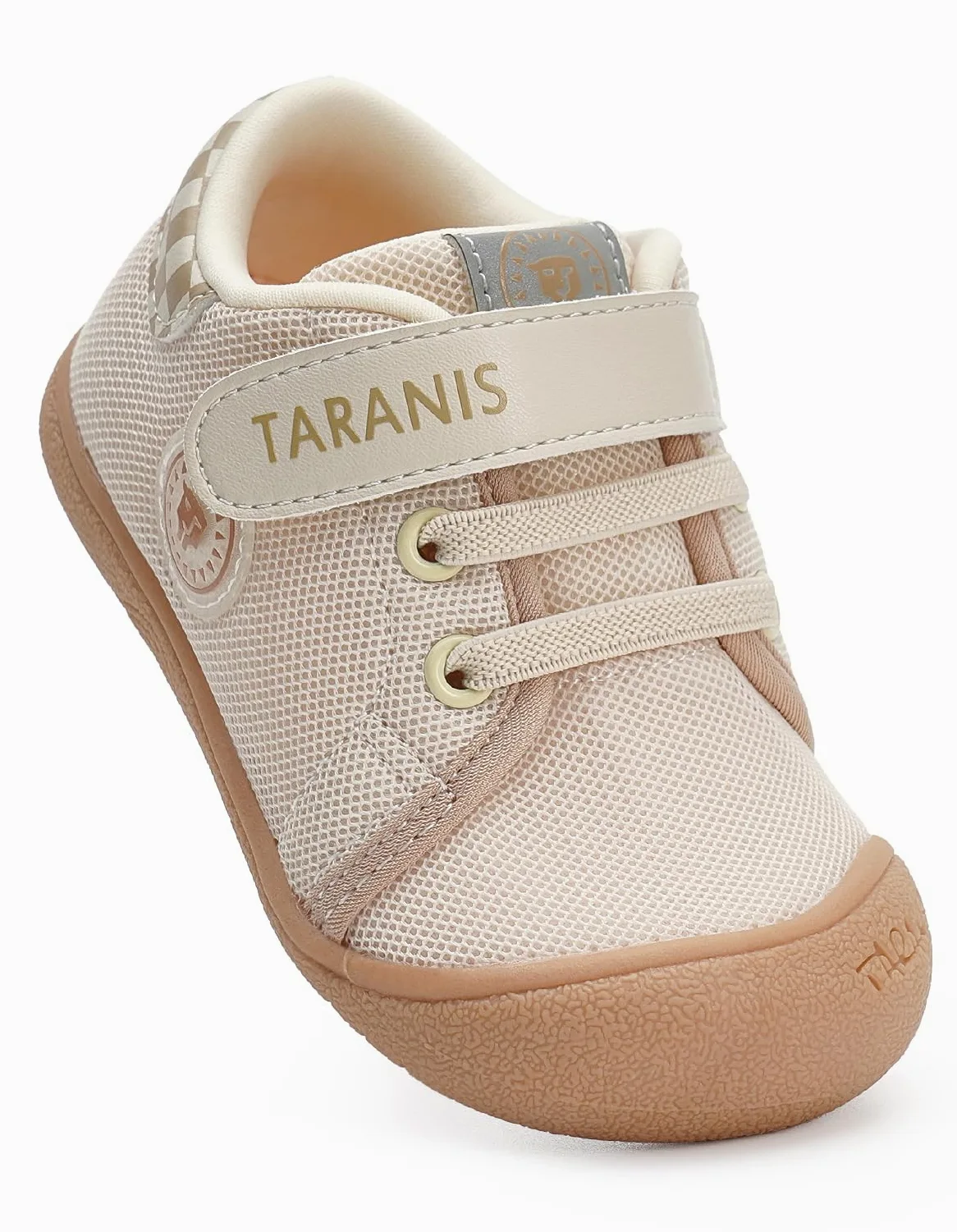 TARANIS Zapatos de bebé para niños y niñas, transpirables, antideslizantes, anchos, Blanco albaricoque, 7 Toddler