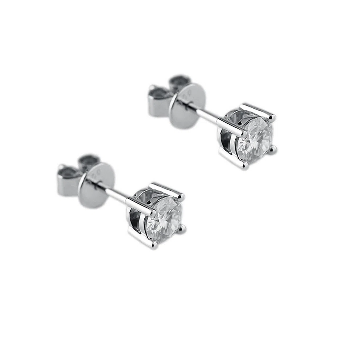 Pendientes Mujer Moissanita Redonda Simple de 1ct/2ct, Oro 9K/14K/18K, Joyería Pendientes de Botón con Piedra