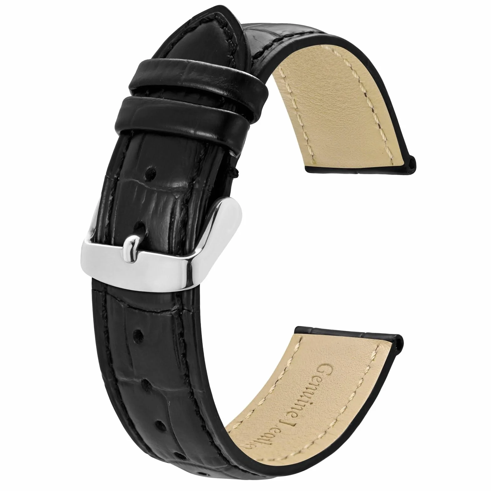 BISONSTRAP Correas de Reloj, Cuero en Relieve de Cocodrilo, Ancho de Banda: 18mm 20mm 22mm 24mm