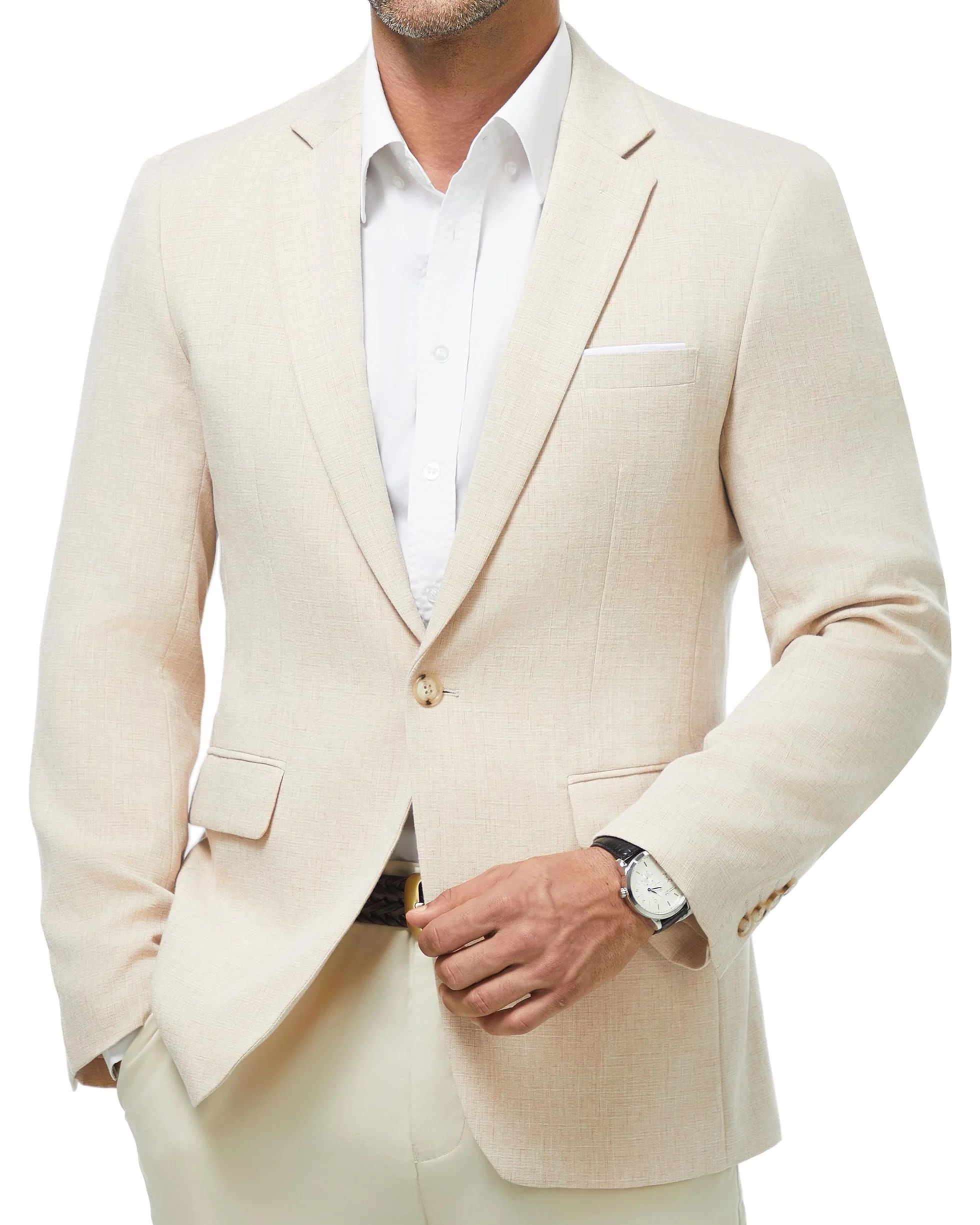 Blazer Hombre Elegante 1 Botón Regular Fit Chaqueta Traje Americana Negocio Oficina Boda Primavera Verano