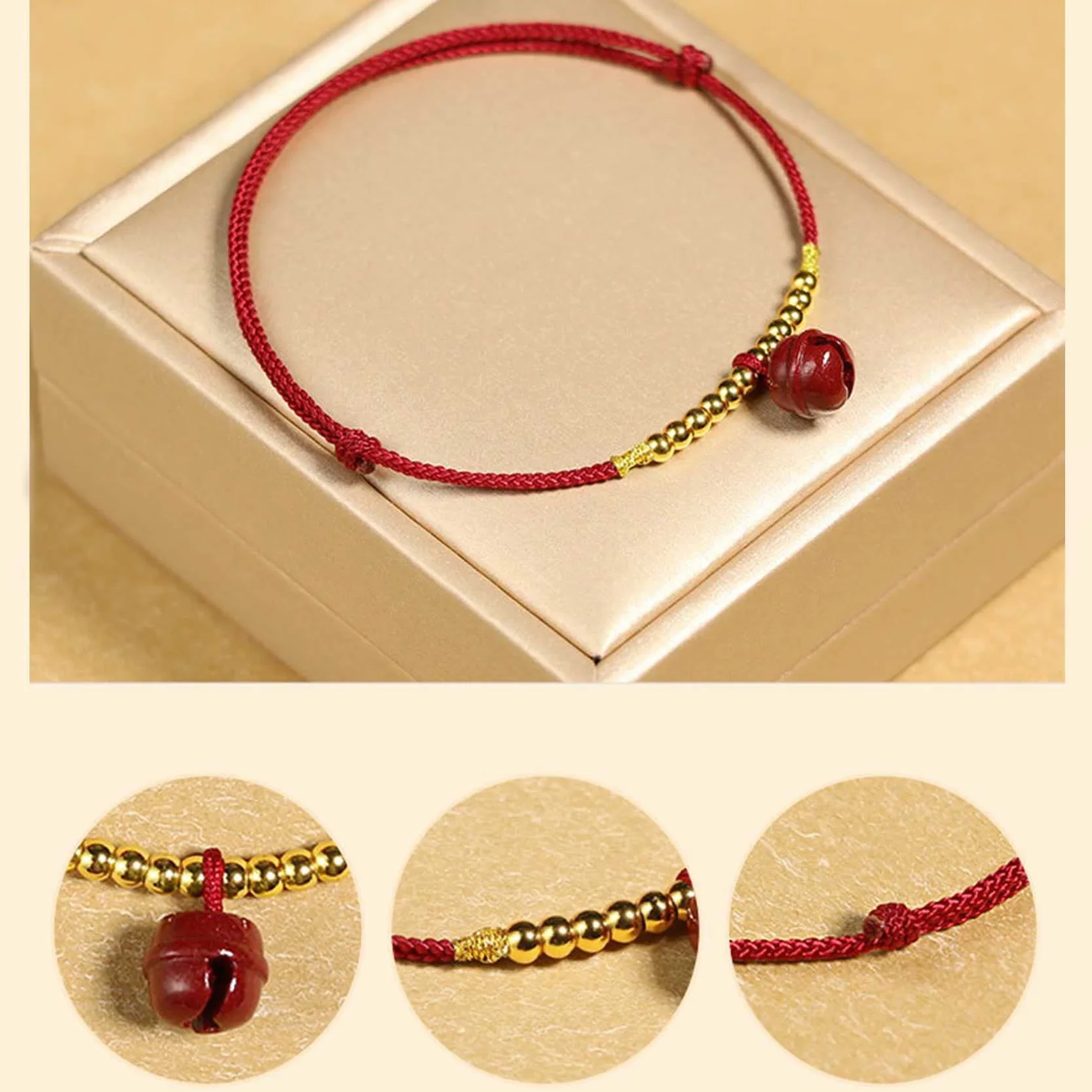 Pulsera Feng, Feng Shui Hilo Rojo Tobillo Cinabrio Campana Colgante Amuleto De La Suerte Cordón Hecho A Mano Pulsera De Pie Joyería De Amuleto De La Fortuna Ajustable Tobillera para Mujer