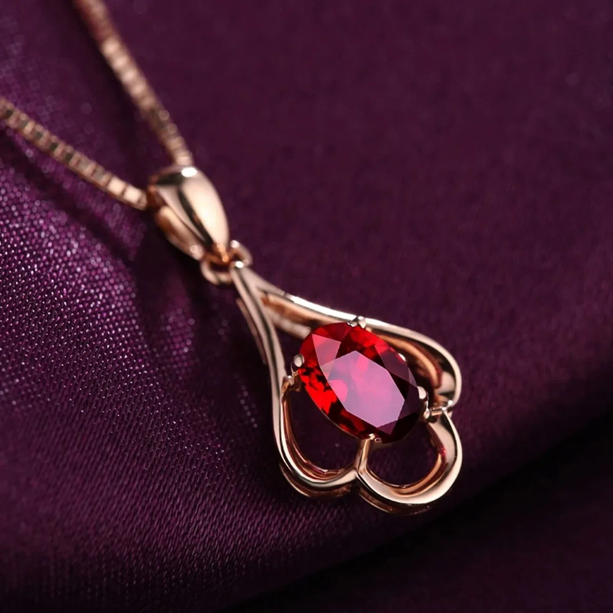 Cadena de oro rosa, colgantes para collares de 18 quilates de flor con rubí de 0,45 ct, regalos de boda, collar fino para mujer, Gold