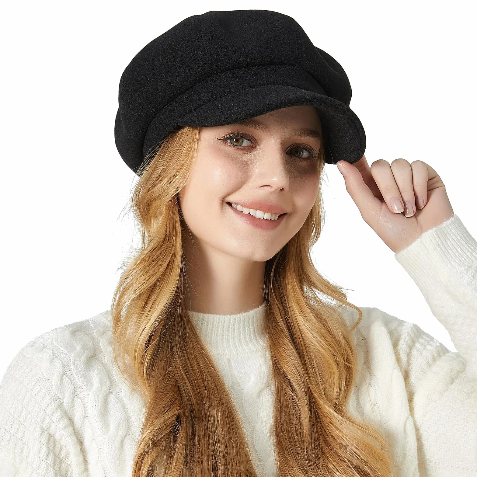 Superora Boinas Mujer Francesa Vintage Sombreros de Mujer Invierno Clásico Gorro Caliente