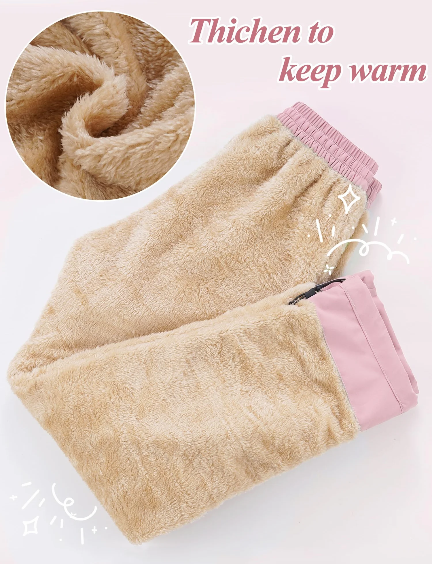 Happy Cherry - Pantalones de Montaña Invierno Niña Pantalones de Nieve con Forro Polar Infantil Pantalón de Nieve A Prueba de Viento Calentar Softshell para Senderismo Esquí al Aire Libre -104-170cm