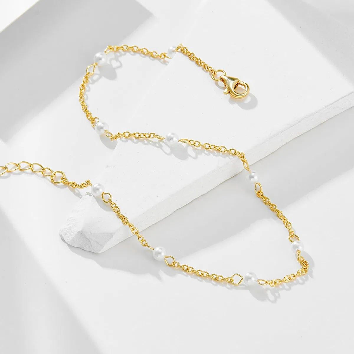 Tobillera de oro para mujer de 18 quilates, sin perlas de piedras preciosas, delicada para ella, oro amarillo de 9/14/18 quilates