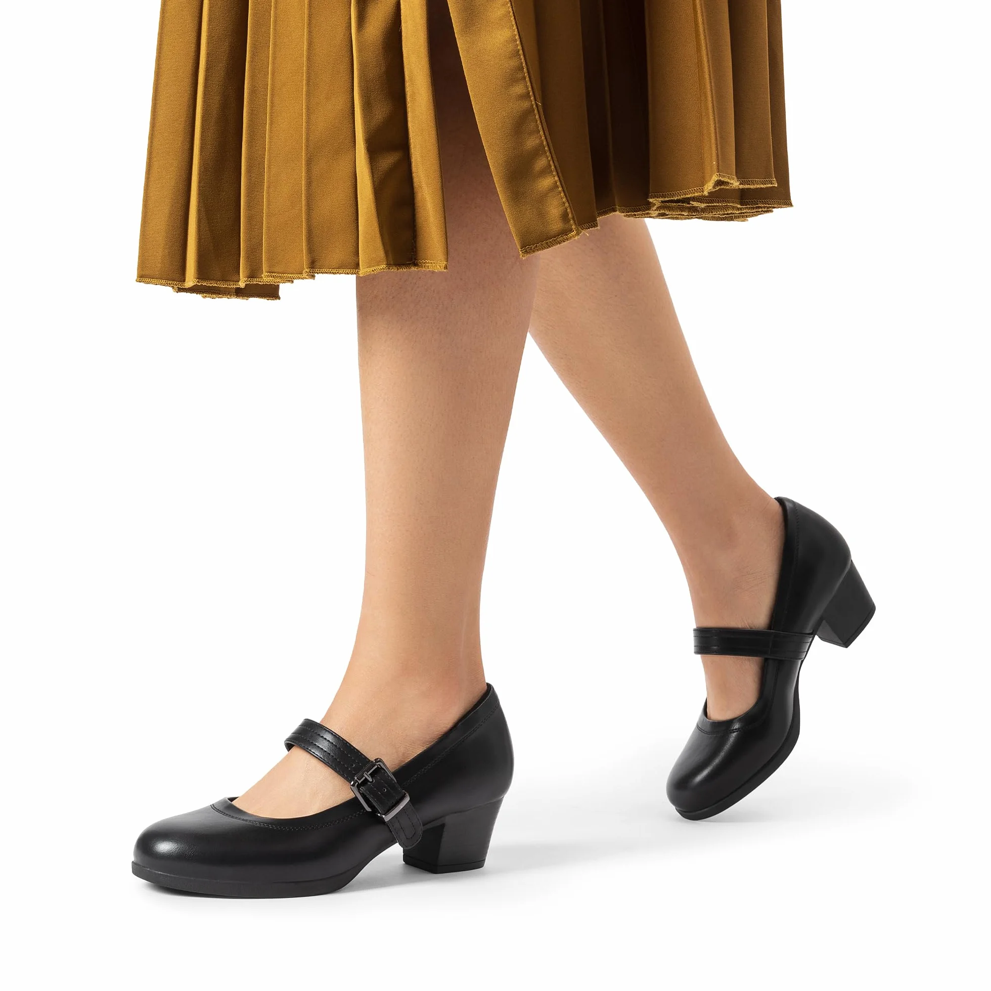 DREAM PAIRS Mary Jane Zapatos de Tacón Bajo Clásicos Mujer con Plantilla Acolchada