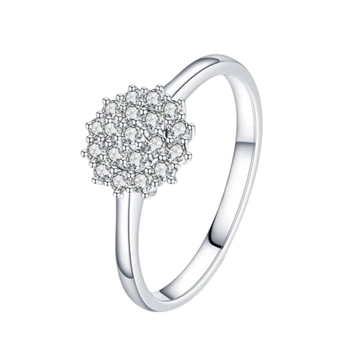 Anillo de oro blanco de 9 K/14 K, 9 x 9 mm, con incrustaciones de piedras