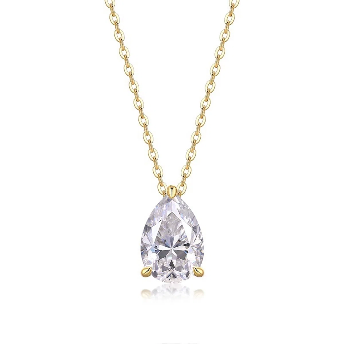 Collar de oro amarillo para mujer, tres lágrimas solitarias, collar ajustable para mujer, moissanita