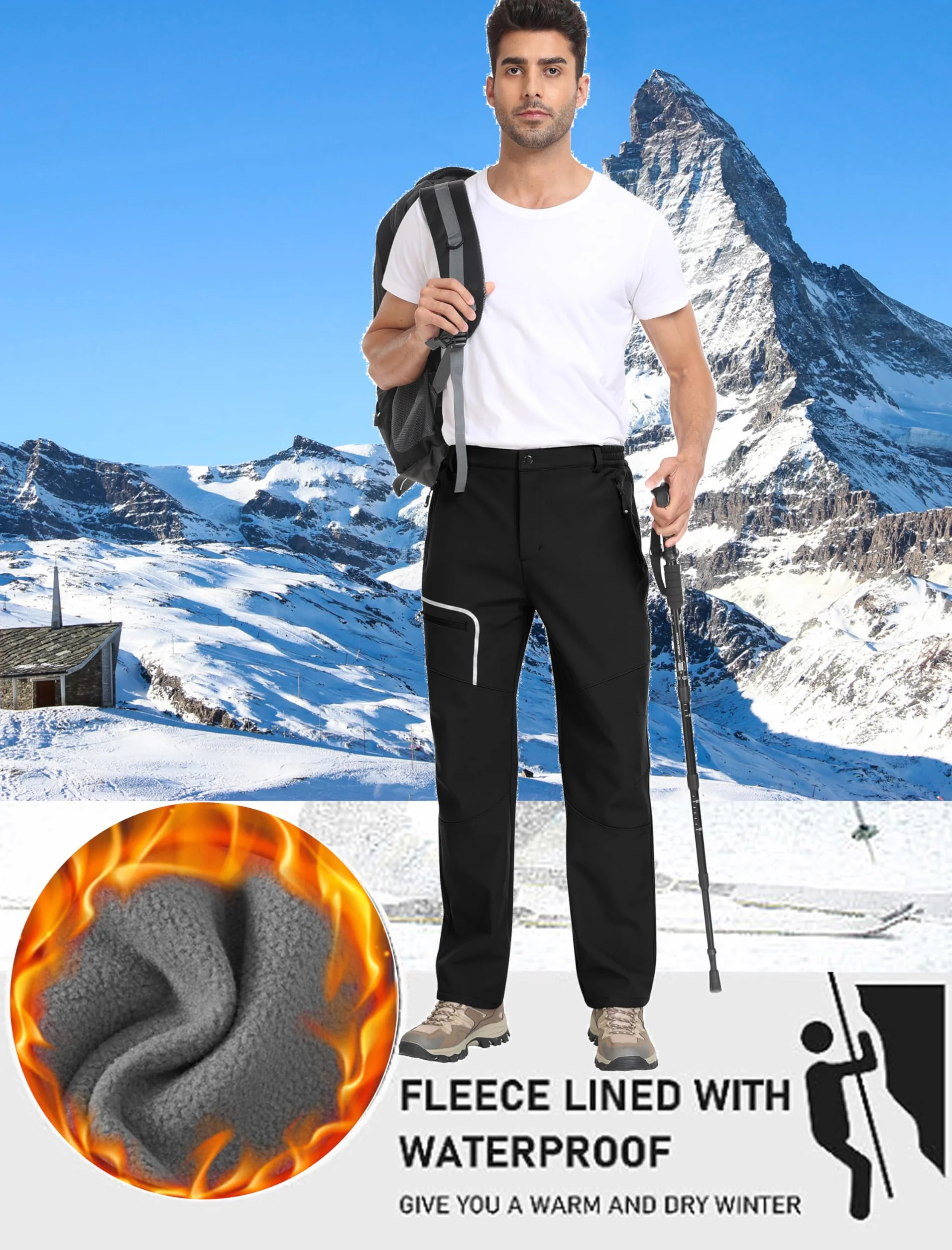 MoFiz Pantalones de Nieve Impermeables Montaña Softshell Invierno Trekking