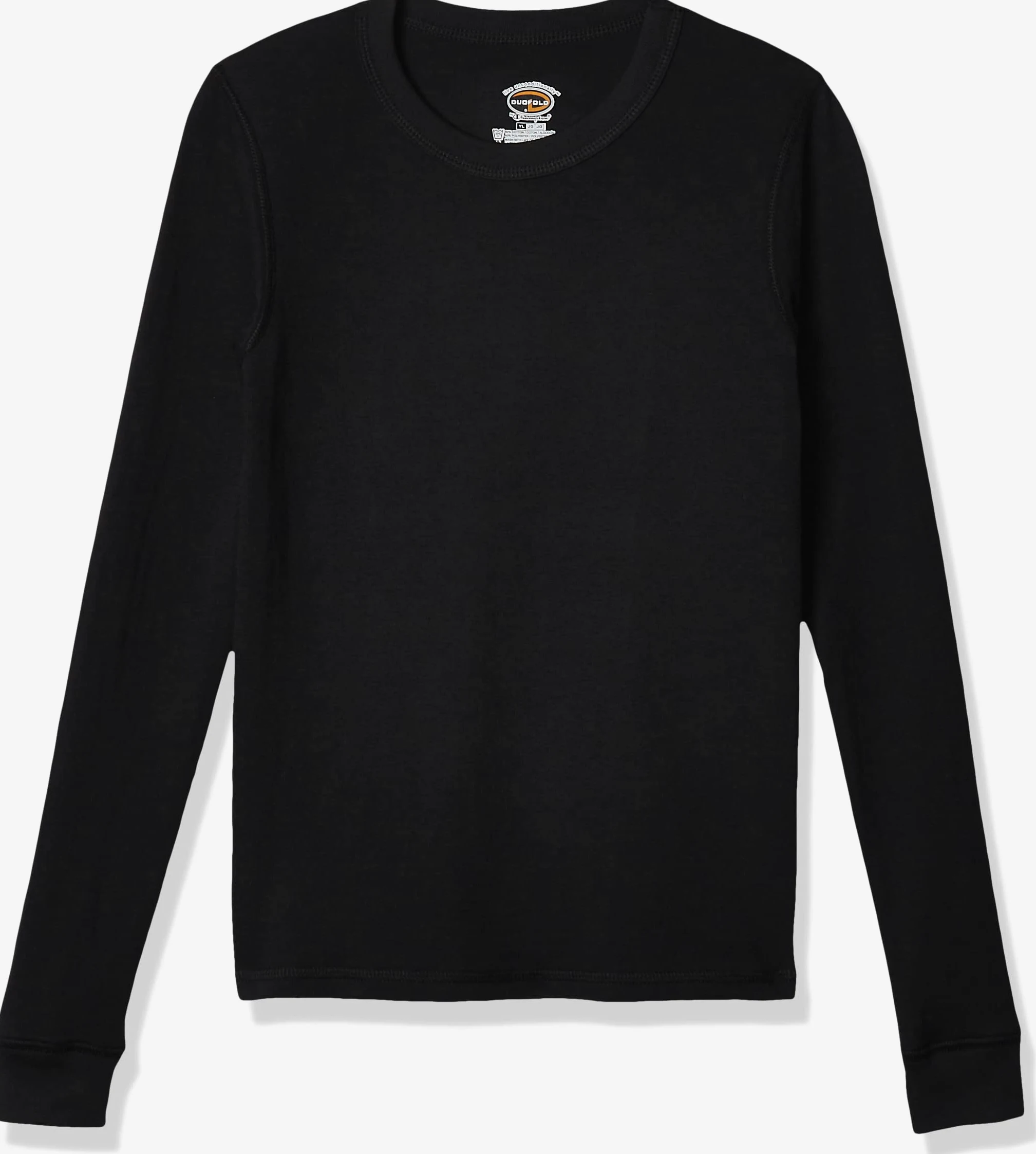 Duofold Boys Light Weight Double Layer Thermal Shirt, Black, X-Small