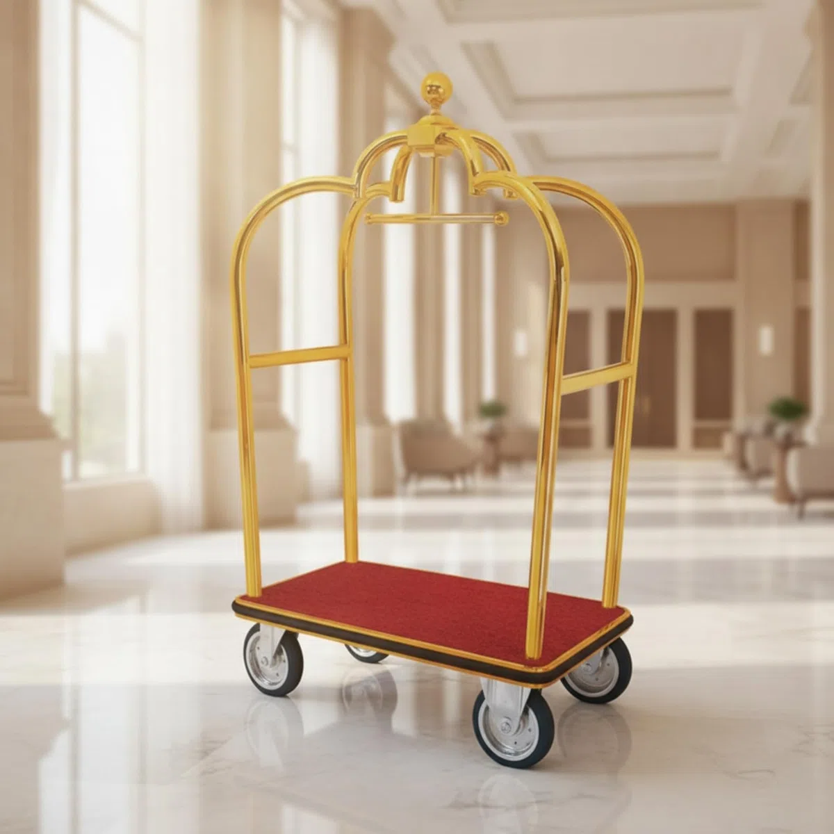 Baoblaze Carro Portaequipajes Hotel Carrito Equipaje Trole Tubo 51 Mm Construcción Sólida Alfombra para Maletas Ruedas Giratorias Suave Adecuado para Hoteles de Recepción Residencias