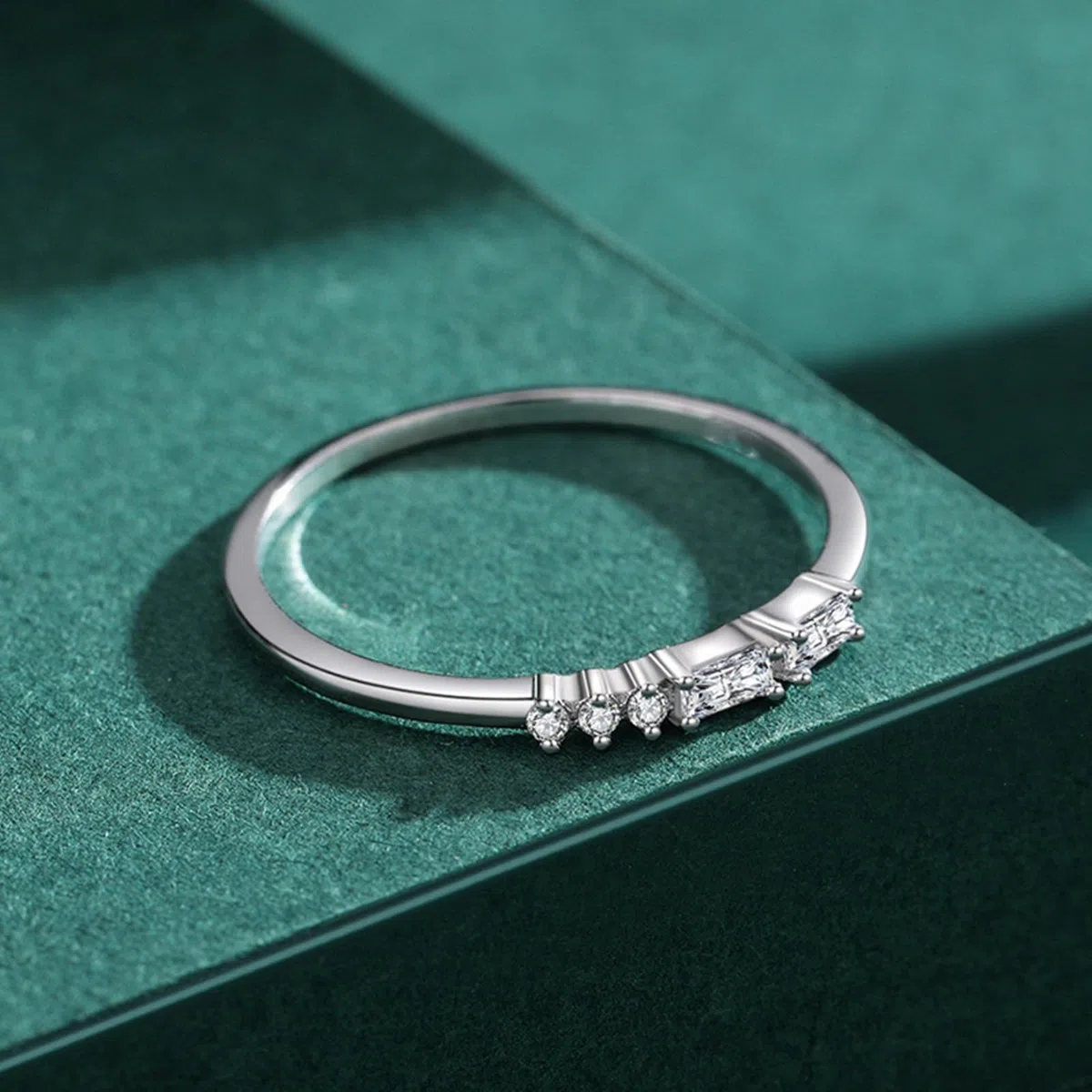 Anillo de boda para mujer, oro auténtico, delicado diamante cultivado en laboratorio, alianzas de boda de oro blanco para mujeres