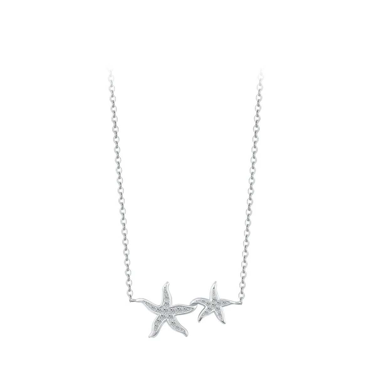 Collar de estrella de mar de oro blanco, colgante de 9K/14K/18K con gargantilla de moissanita para mujer, 40+5cm