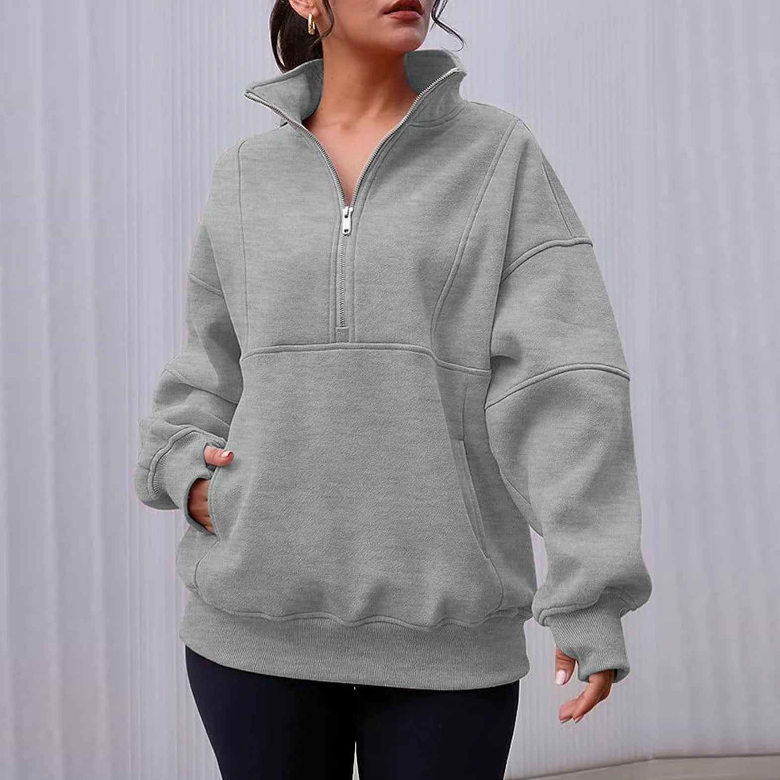 Sudaderas de manga larga con cuello alto para mujer, estilo occidental, cómodas, con bloques de color, con cremallera, forro polar, ajuste holgado, casual, para entrenamiento, moda, gótico, preparado,