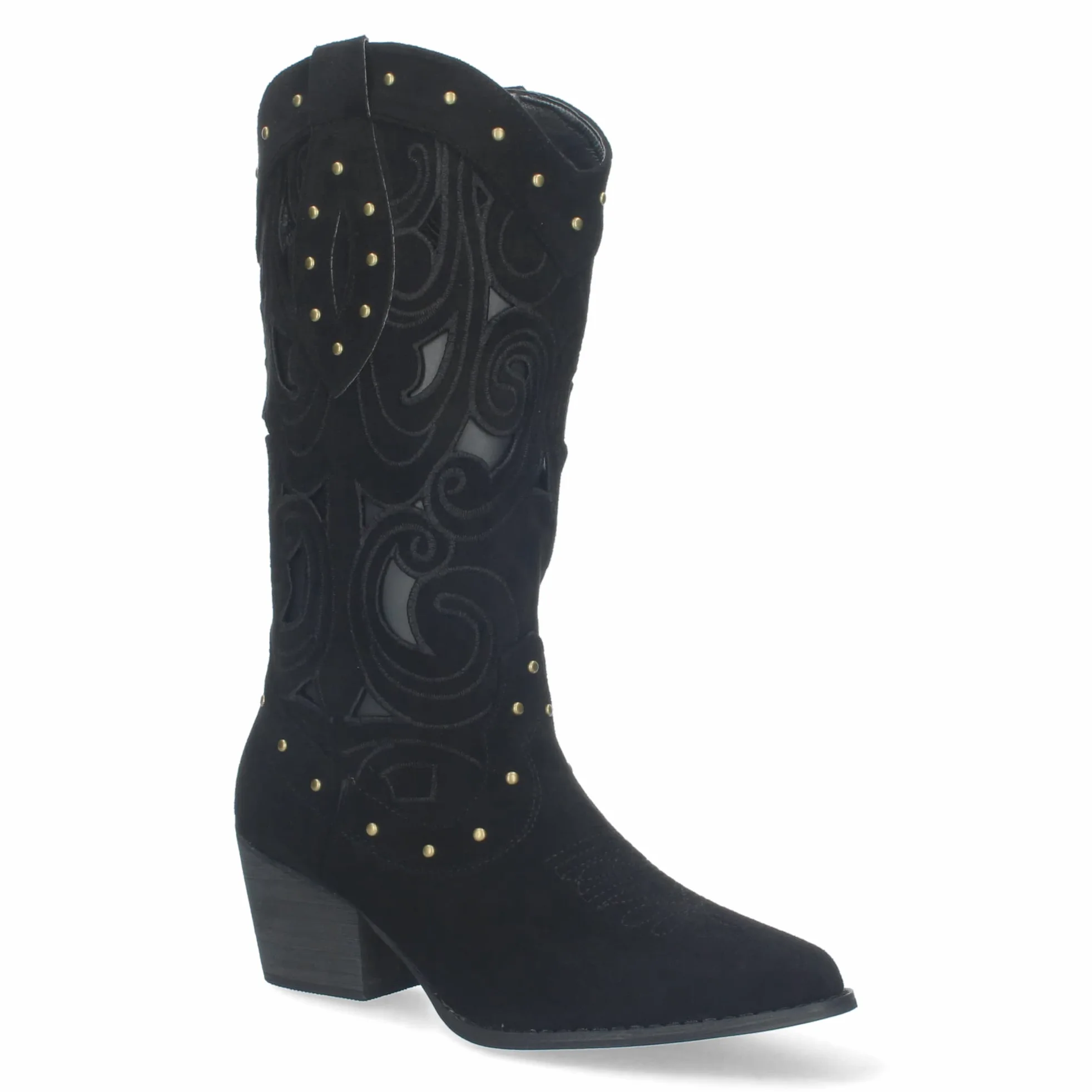 shoes&blues.es Bota de Tacon para Mujer, Comoda, con Calados y Tachuelas en la Cana, Cierre de Cremallera, Primavera Verano 2023