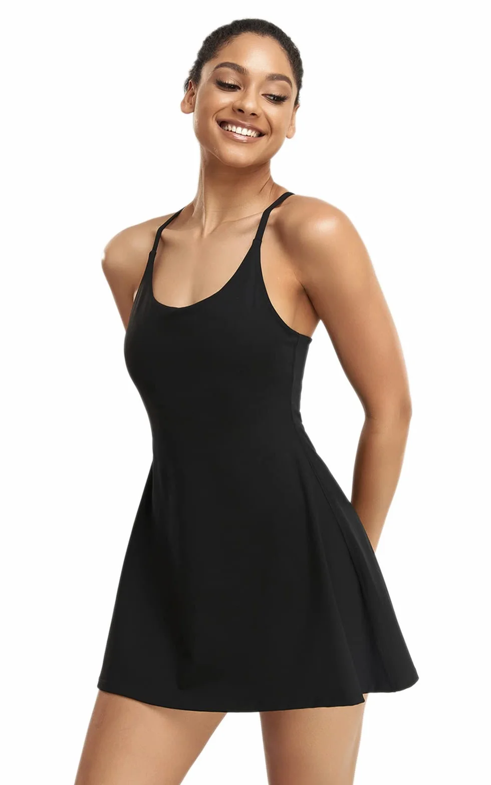 Vestido de tenis para mujer con sujetador integrado y bolsillos, vestido de ejercicio para golf y atletismo