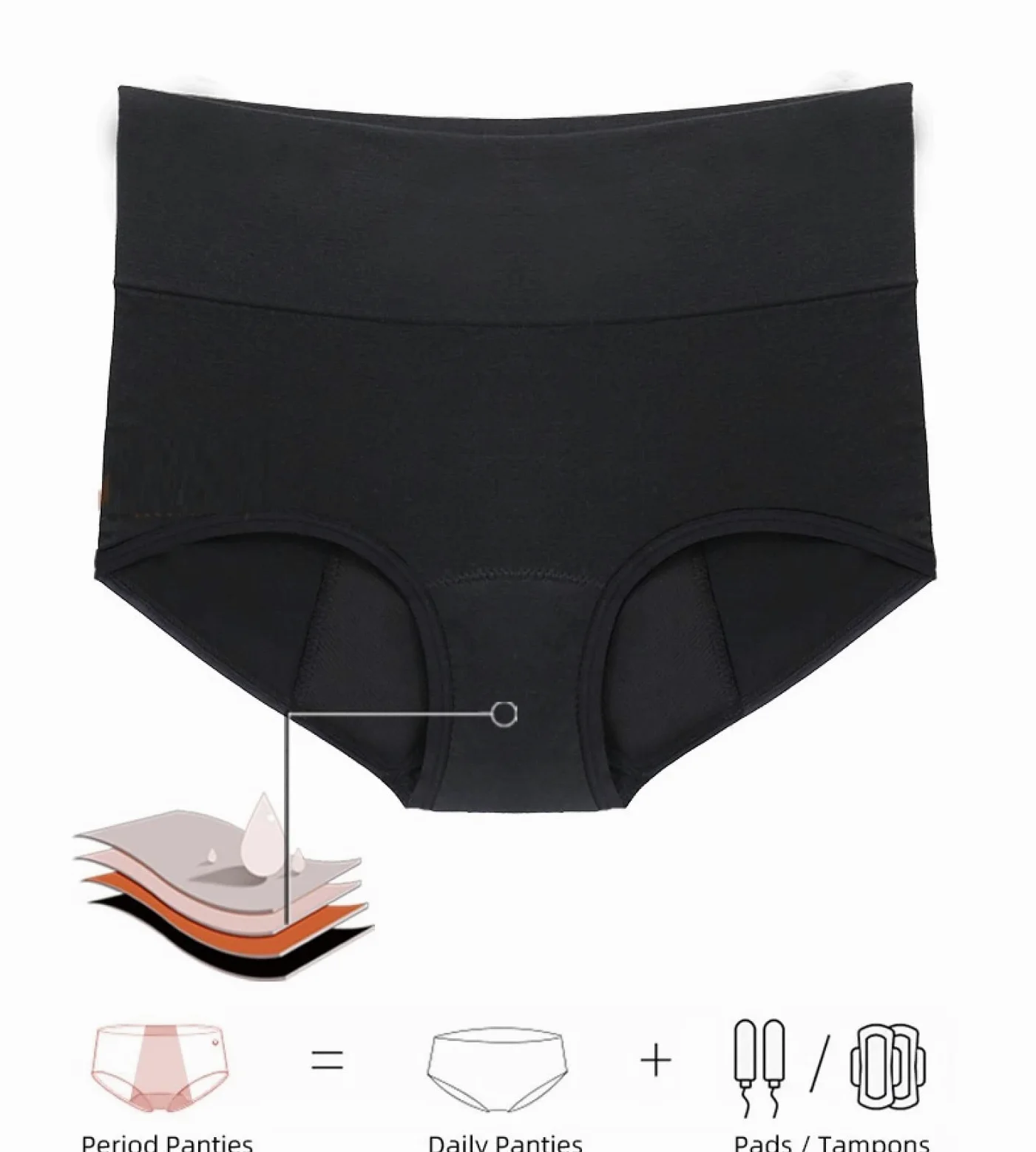 Bragas Mujer 2/4 Uds Pantalones fisiológicos para Mujer Pantalones de tía a Prueba de Fugas para el período Menstrual Calzoncillos Transpirables de Cintura Alta de algodón Puro para Mujer