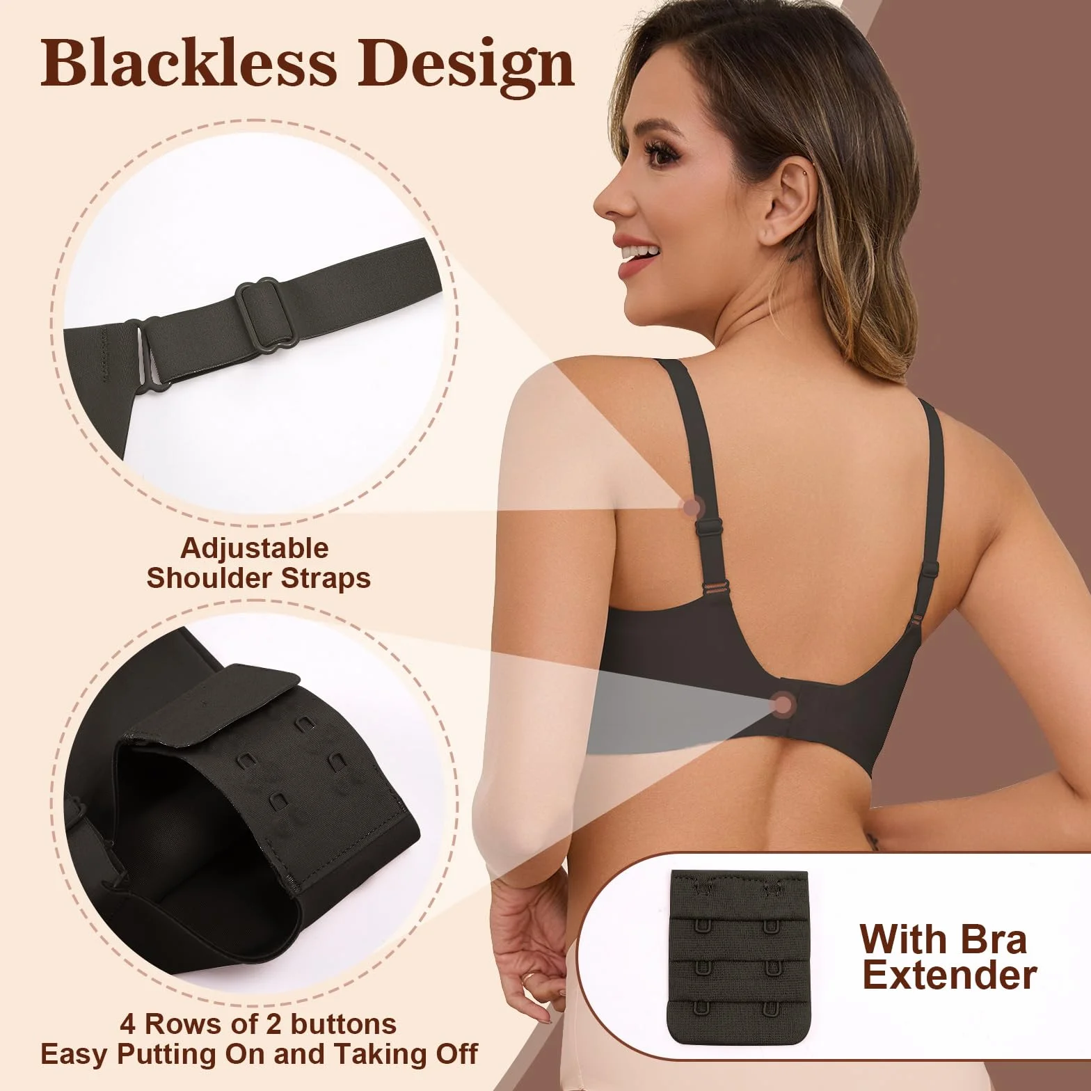 Nadeer Sujetador sin Aros Mujer Bralette sin Costuras Push Up Cuello V