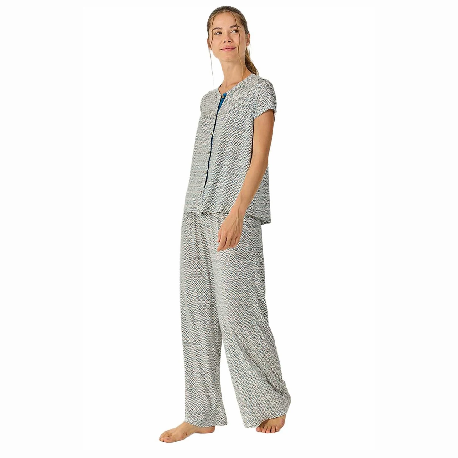 J&J Brothers Pijama Mujer Verano con Pantalón Largo Fluido JJB28