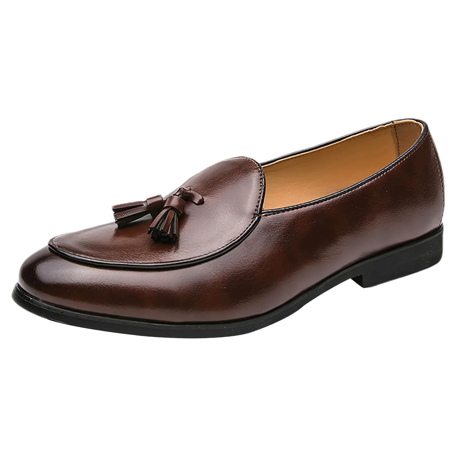 ANUFER Hombre Caña Baja Mocasines Planos con Borlas Clásico Slip-on Formal Zapatos de Vestir