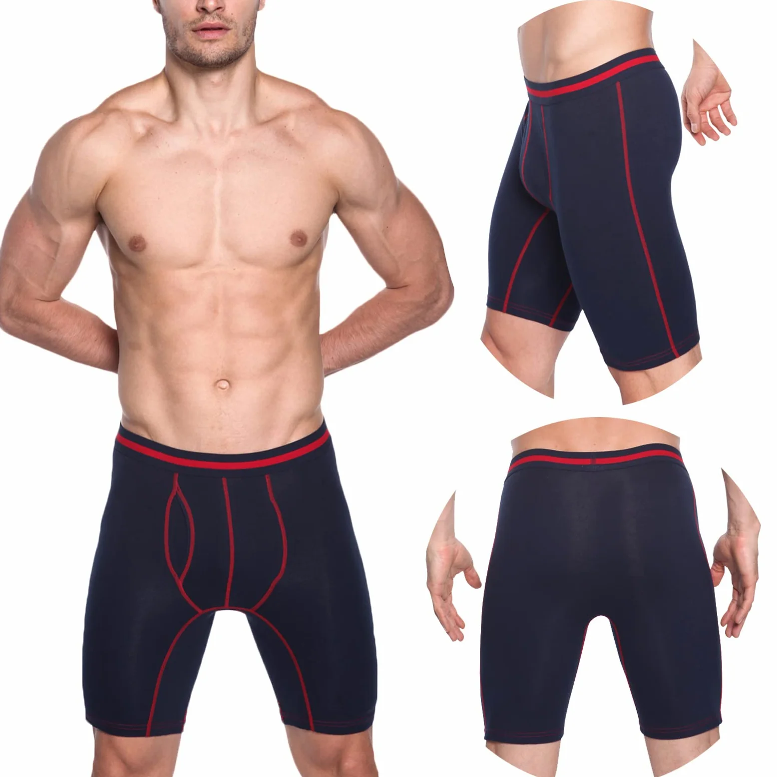 Nuofengkudu Hombre Largos Bóxers Algodon Calzoncillos Deportiva (Pack de 4 o 3)
