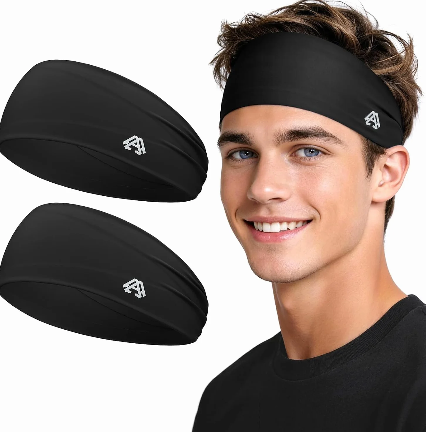 Diadema Deportiva para Hombre y Mujer, Elástica y Transpirable, Resistente al Sudor, 2 Unidades