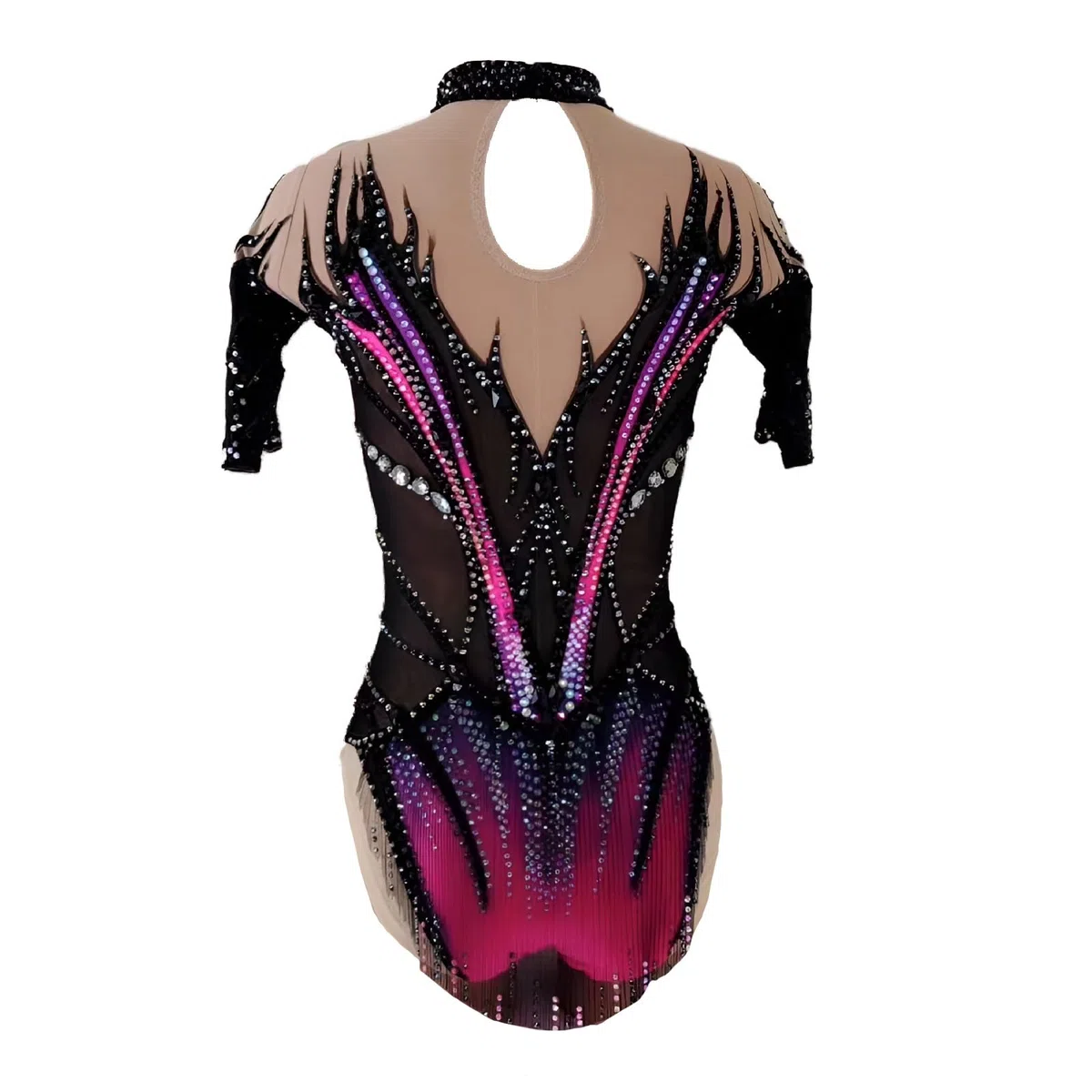 Maillot De Gimnasia Rítmica For Mujer, Ropa Deportiva Con Cuello Redondo For Niña, Monos De Danza Brillantes For Competición