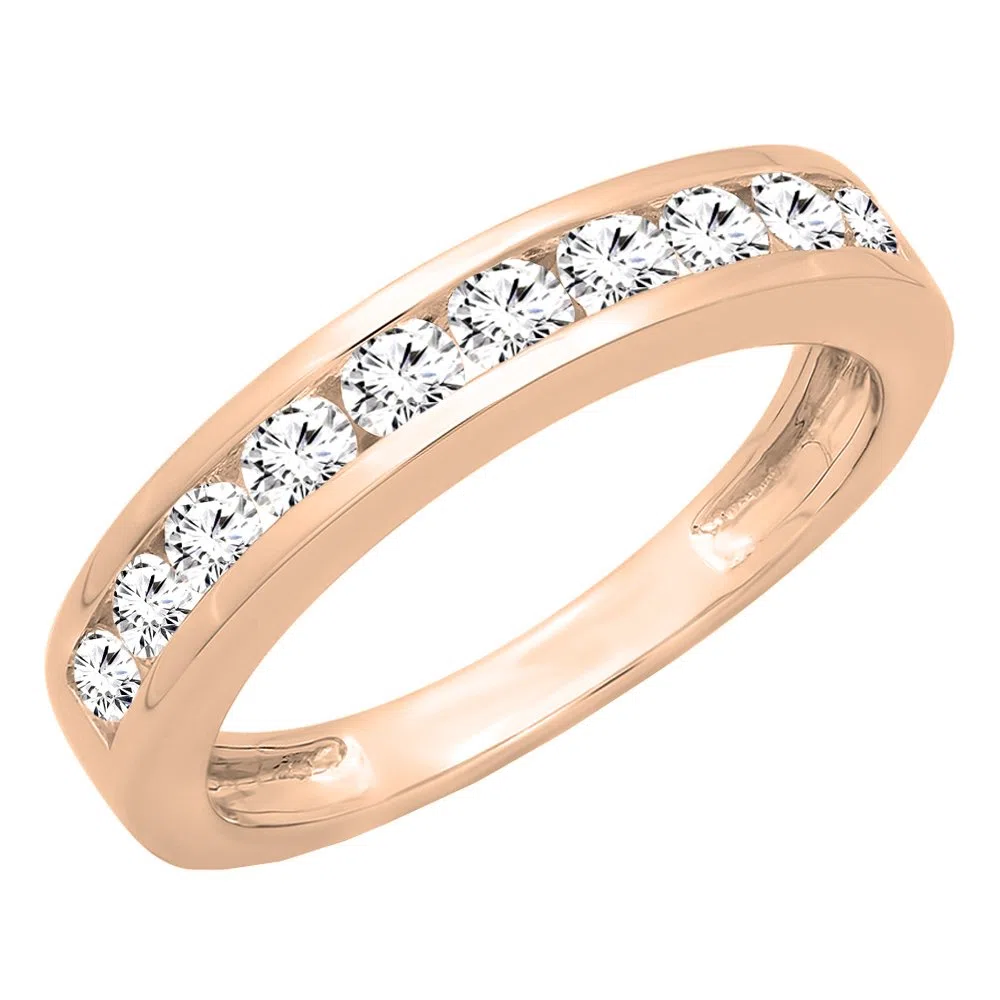 DazzlingRock Collection 10 quilates oro rosa redonda H-I Diamante cultivado en laboratorio
