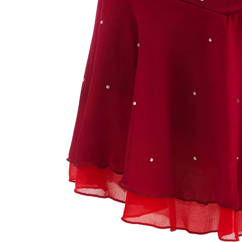 Vestido profesional de patinaje artístico para niñas, sin mangas, con diamantes de imitación, para danza sobre hielo, patinaje, gimnasia, leotardos
