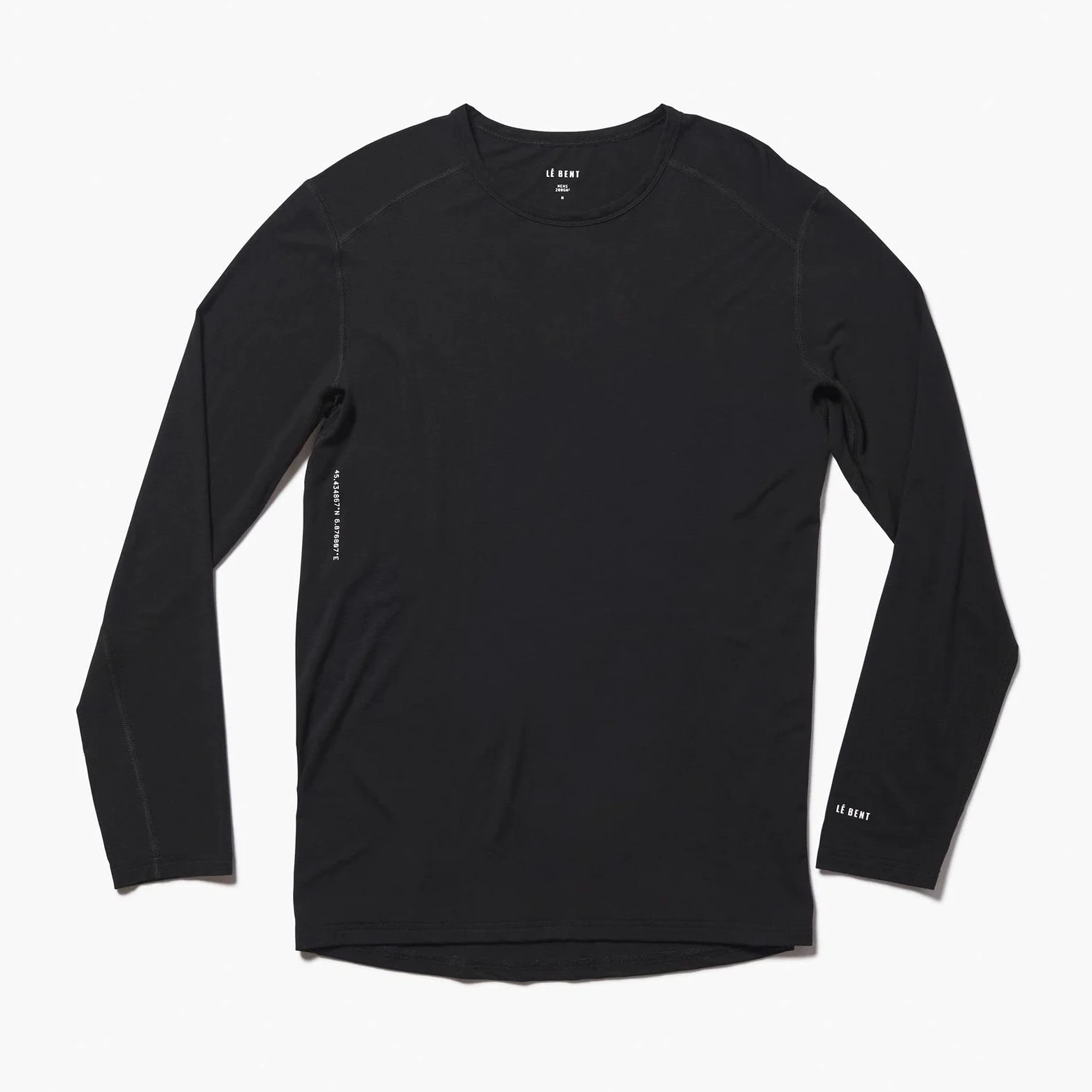Le Bent Camiseta de manga larga para hombre Le Base Layer 200 | Camisa ligera de lana merino para correr, senderismo, cuello redondo, M - Core Black
