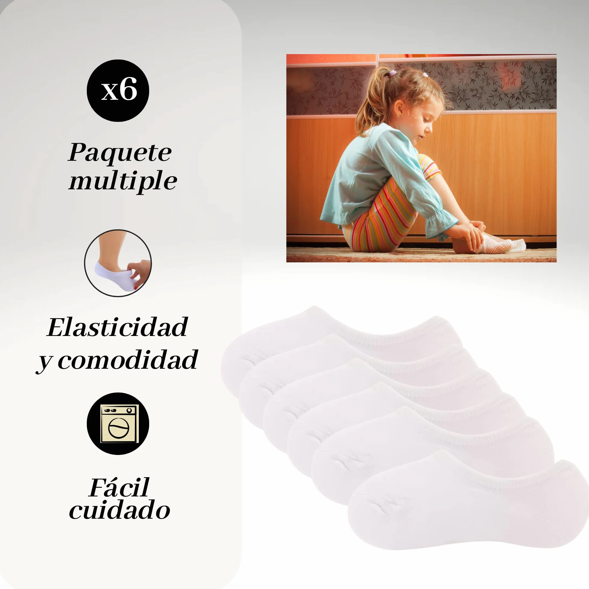 Calcetines invisibles niño niña algodón cortos transpirables antideslizantes silicona