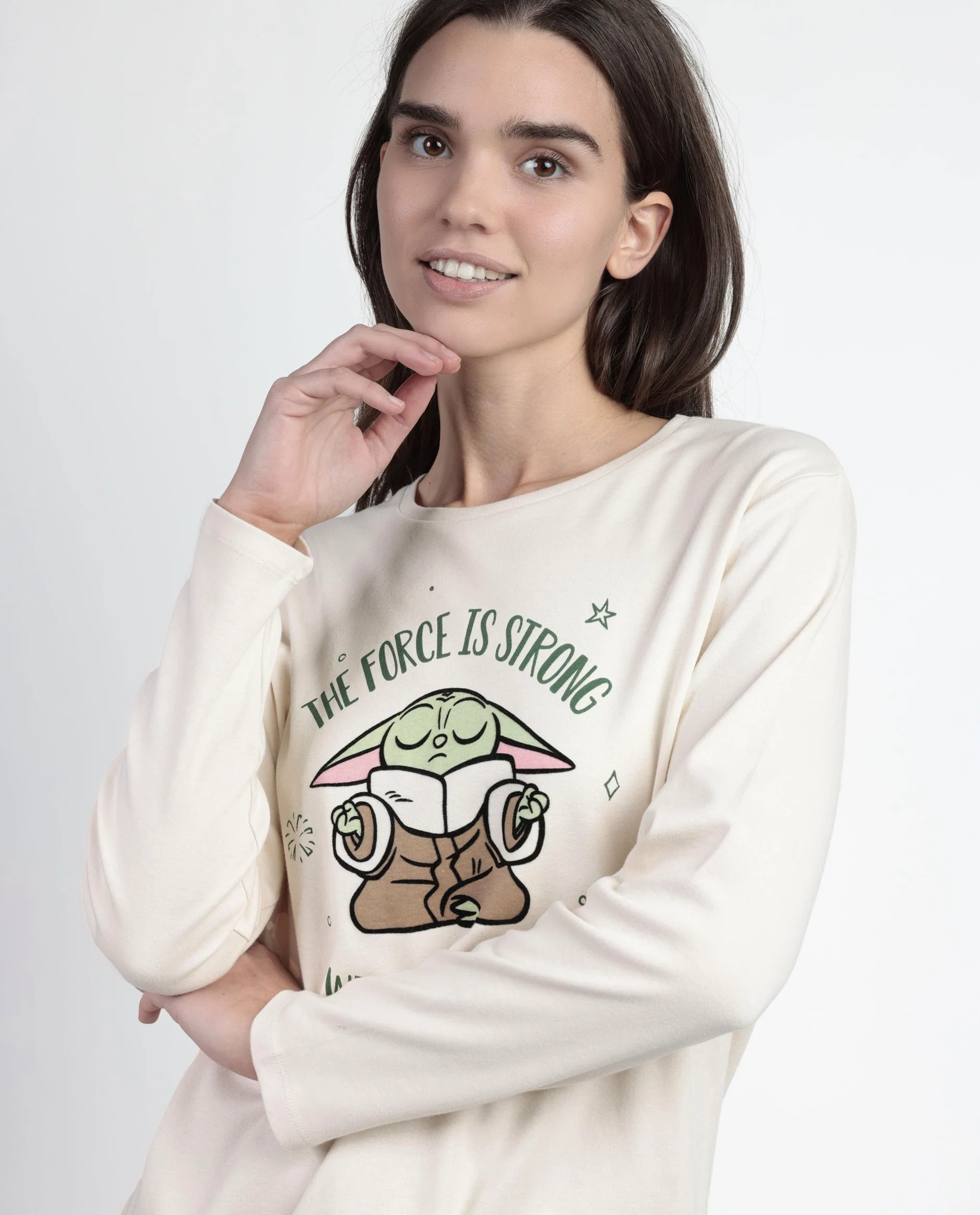 Star Wars Mandalorian Pijama Manga Larga grogu Cute para Mujer