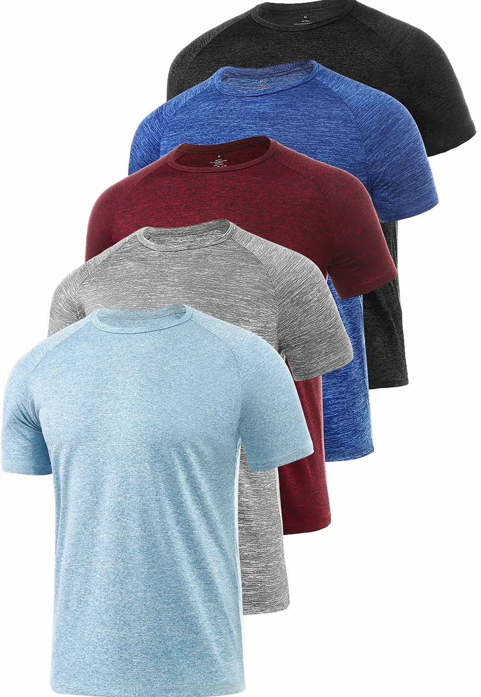 Xelky Paquete de 4-5 camisetas para hombre, de ajuste seco, absorben la humedad, atléticas, para ejercicio, fitness, ropa deportiva, manga corta, gimnasio, entrenamiento