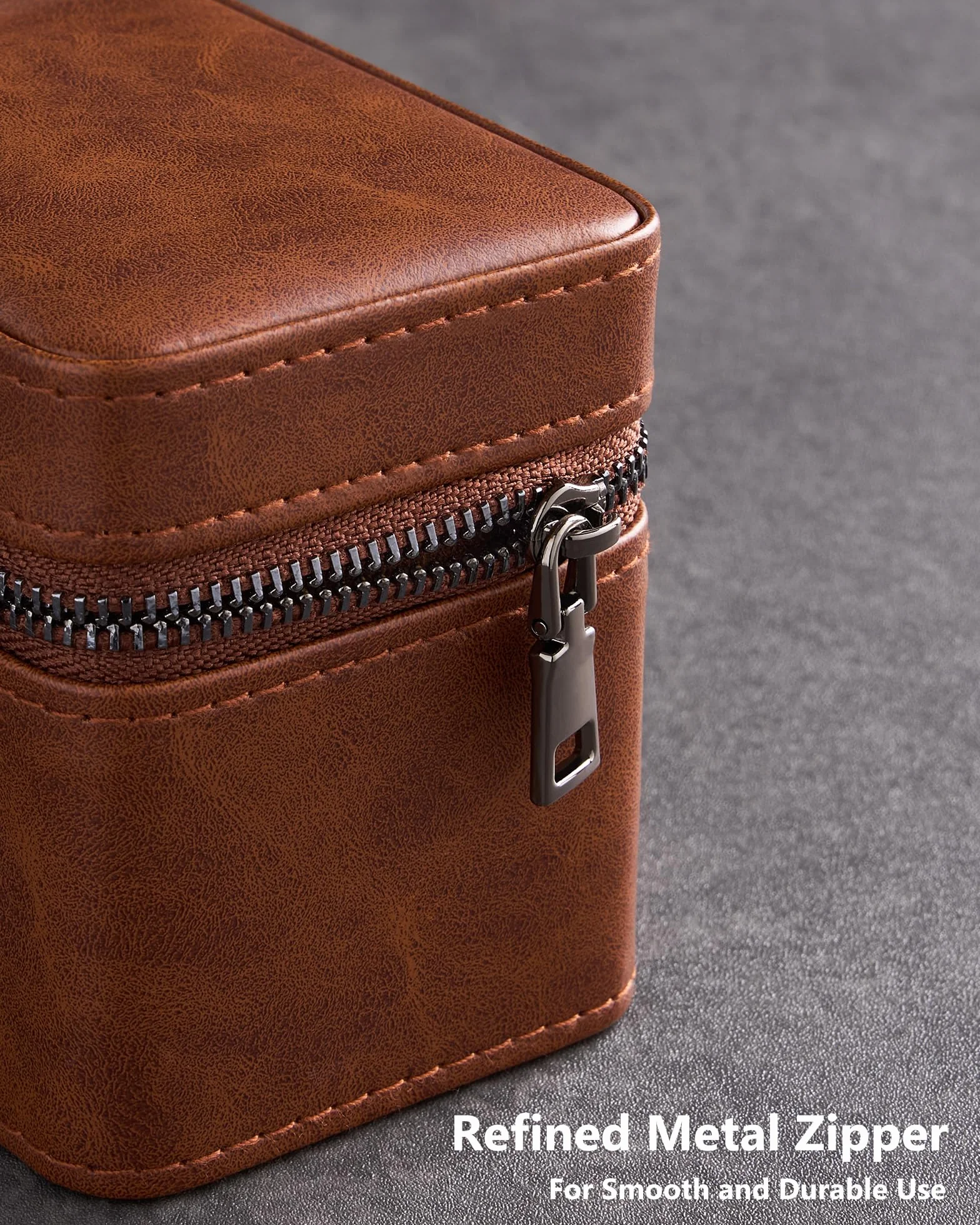 ProCase Estuche de Viaje para 1 Relojes, Caja para Relojes con Funda de PU Cuero y Acolchado Suave, Estuche Compacto para Relojes de Lujo y Smartwatches de Hasta 55 mm –Marrón