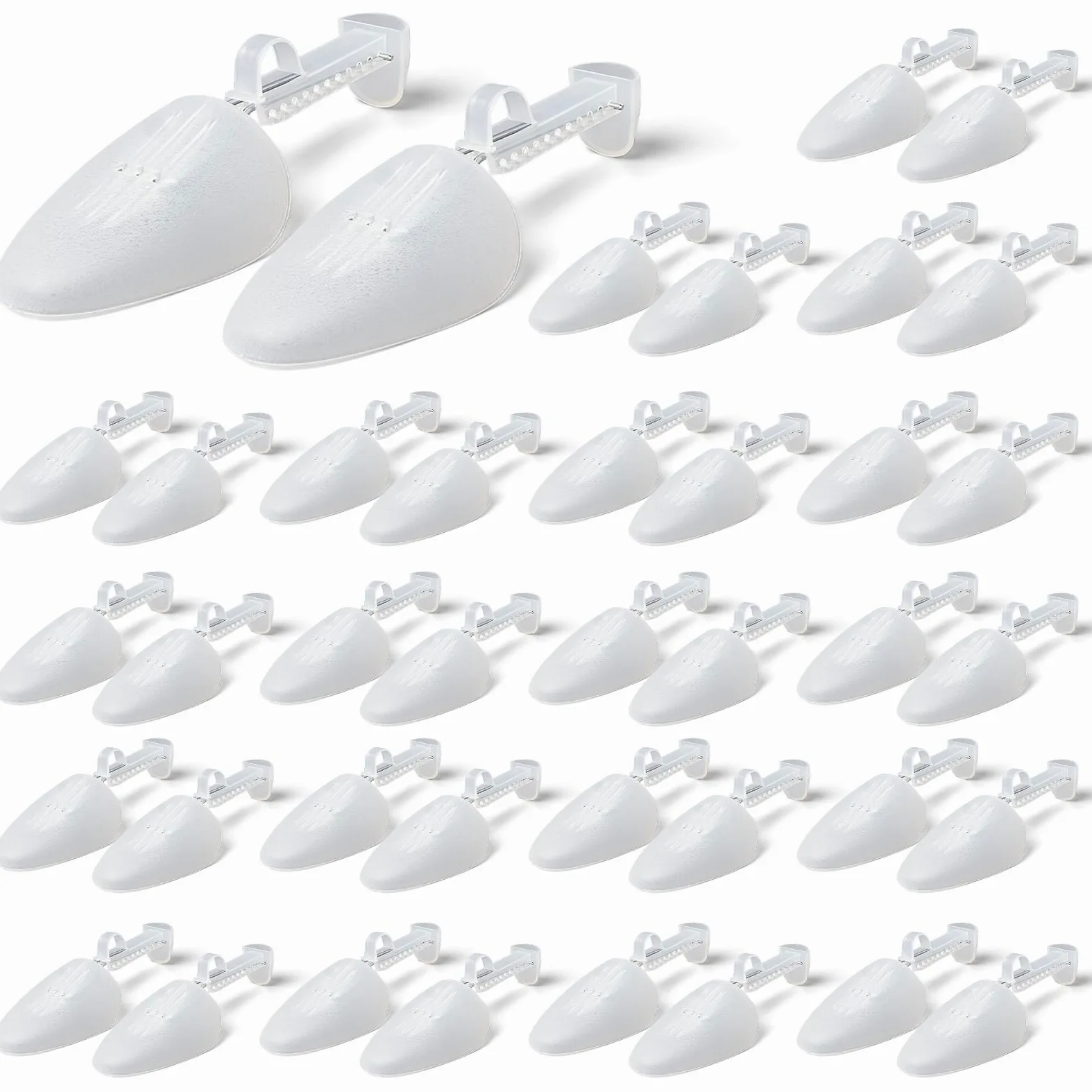 Juego de 20 pares de hormas para zapatos de plástico, ajustables, para hombre, transparentes, con muelle, soporte para zapatillas, mocasines y zapatos casuales