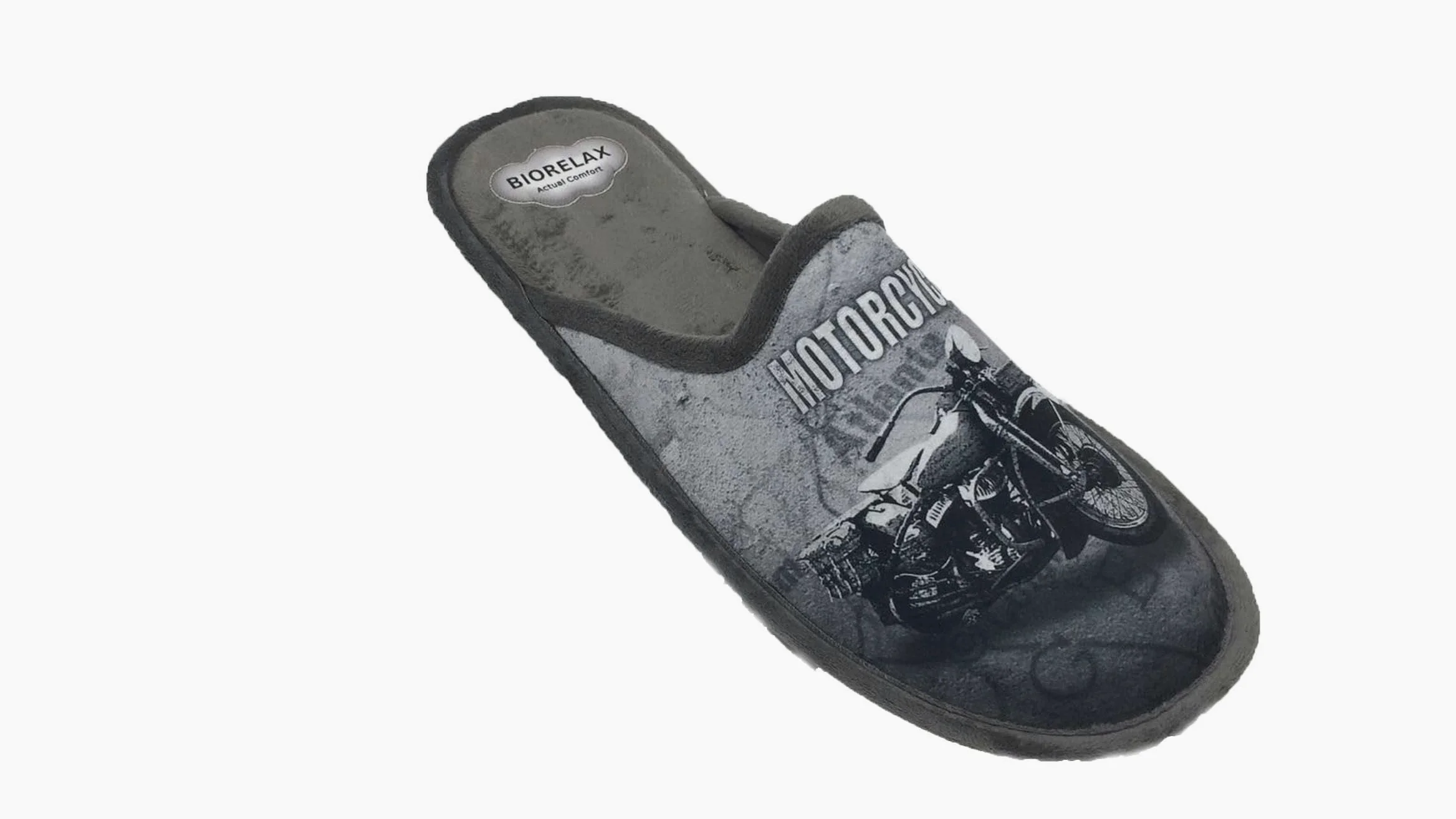 Biorelax Zapatillas de Estar por casa/Hombre Moto Gris