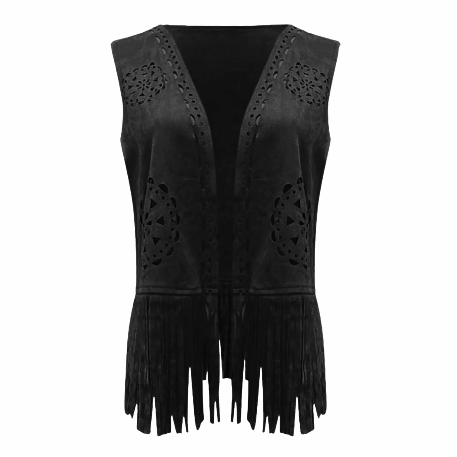 2026 Chaleco de flecos de moda para mujer, chaleco retro y chaqueta sin mangas