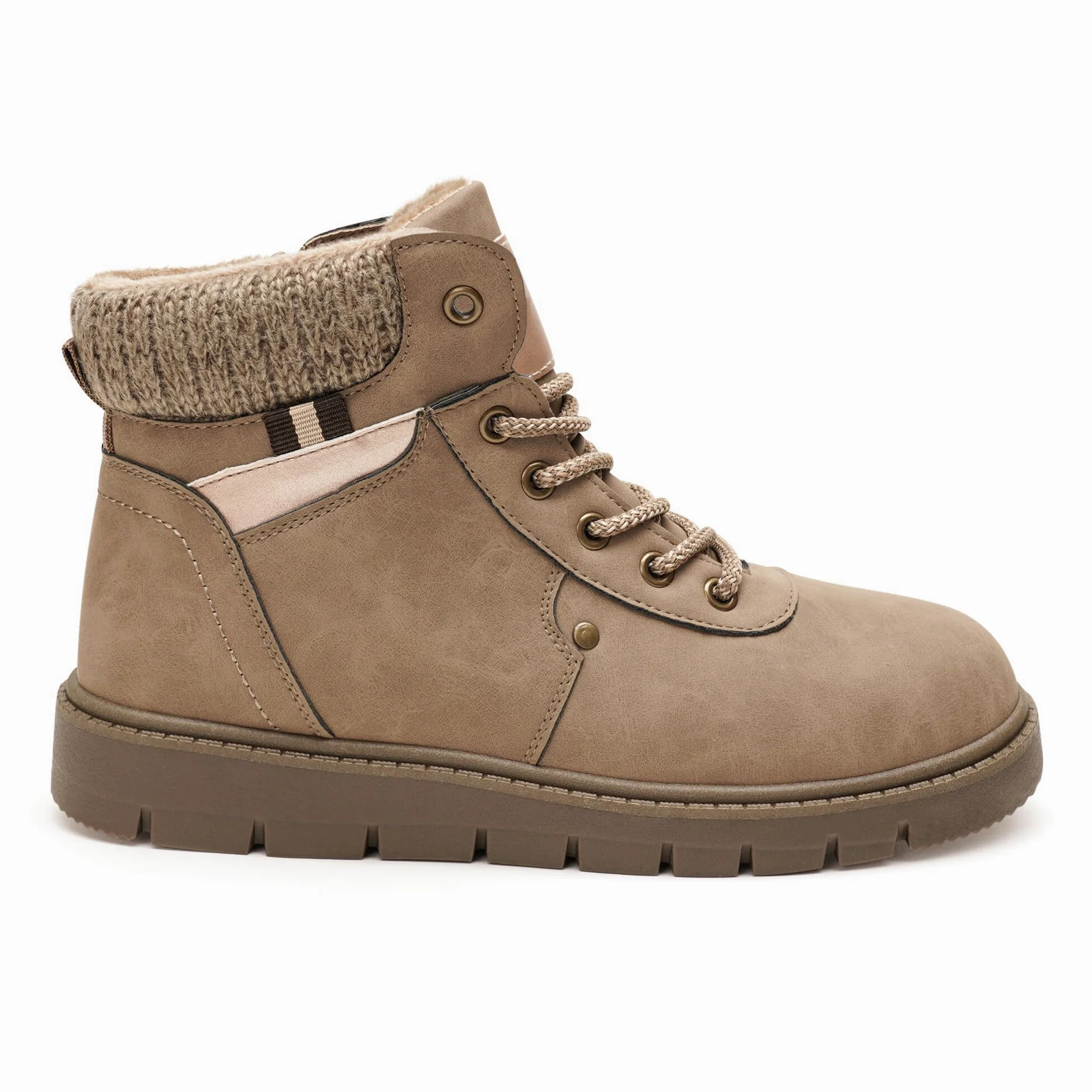 GLAMORA Botines de Invierno para Mujer, Botas de Nieve con Pelo, Cómodas y Antideslizantes, Cremallera Lateral y Cordones