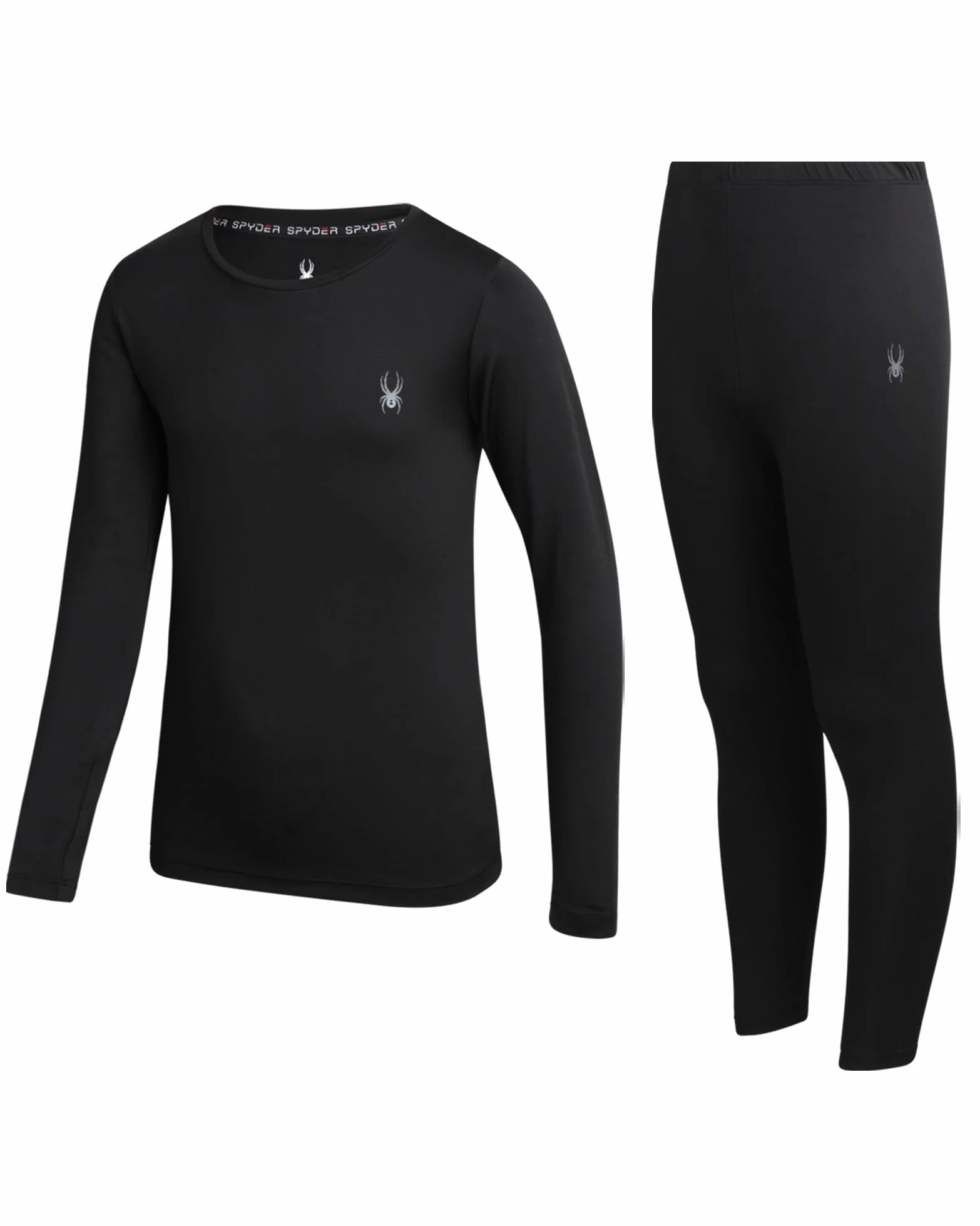 Spyder Conjunto de ropa interior térmica para niños, 2 piezas, capa base aislante que absorbe la humedad, pantalones largos transpirables para niños y niñas | Capa base elástica suave, cálida y transpirable para niños y niñas en días fríos de invierno