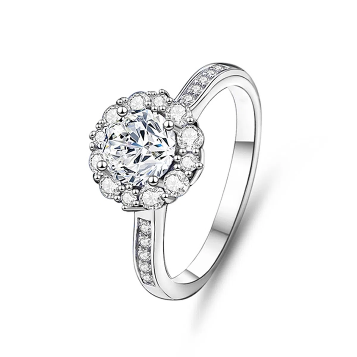 Anillo de oro blanco de 9 K/14 K/18 quilates/platino 950, anillos para mujer, 6,5 x 6,5 mm, moissanita, blanco, 1 ct, anillo de promise, anillo de aniversario para mujeres, regalos de joyería