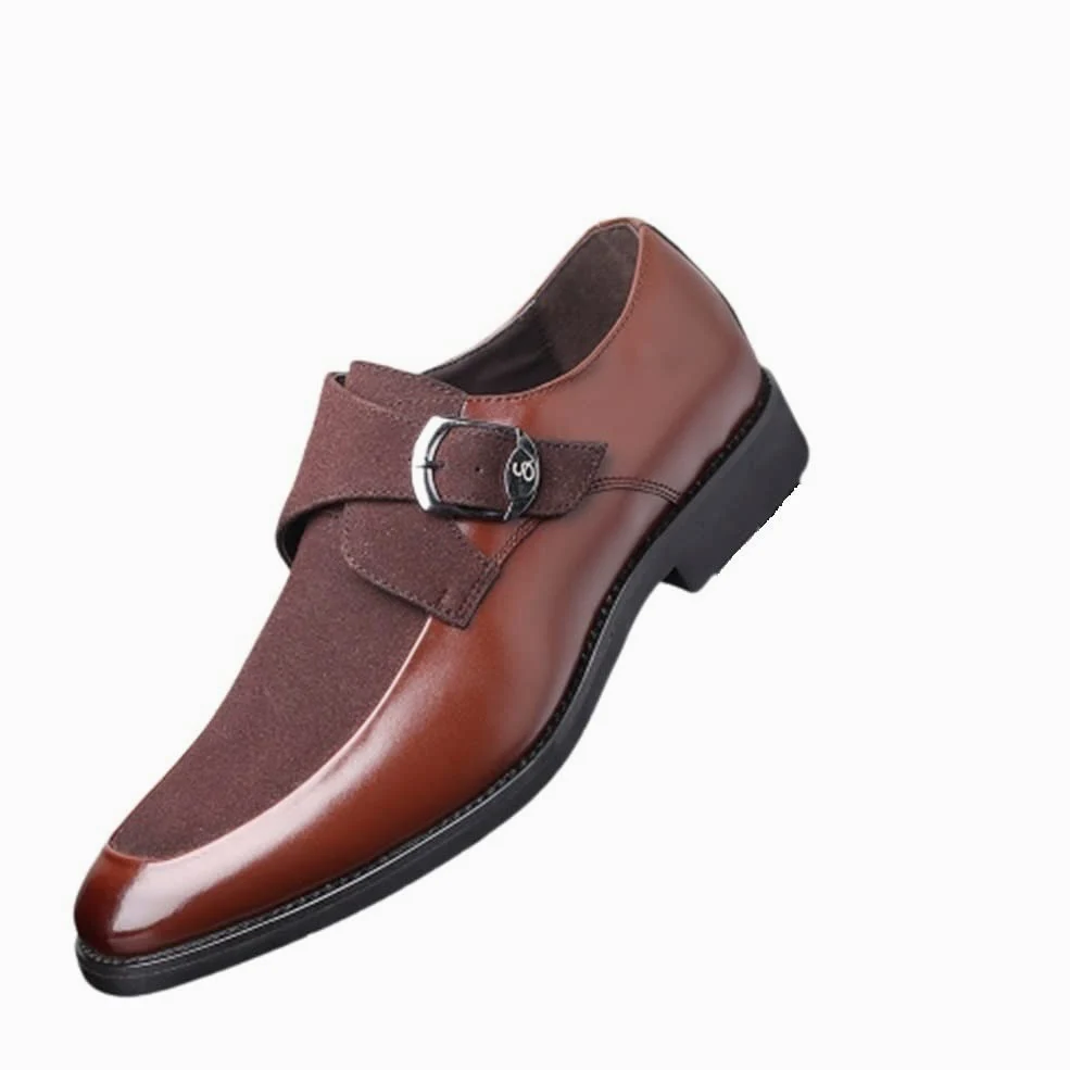 MCMUS Zapatos Formales de Vestir for Hombres Slip On Monk Strap Square Toe Cuero sintético Resistente Antideslizante Tacón de Bloque Casual Adecuado para Muchas Ocasiones