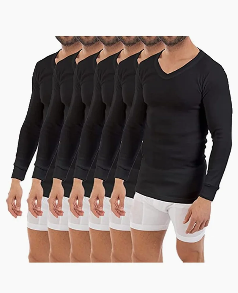 Multipack de Camisetas Interior Termal de Hombre L101VN, Manga Larga y Cuello de Pico
