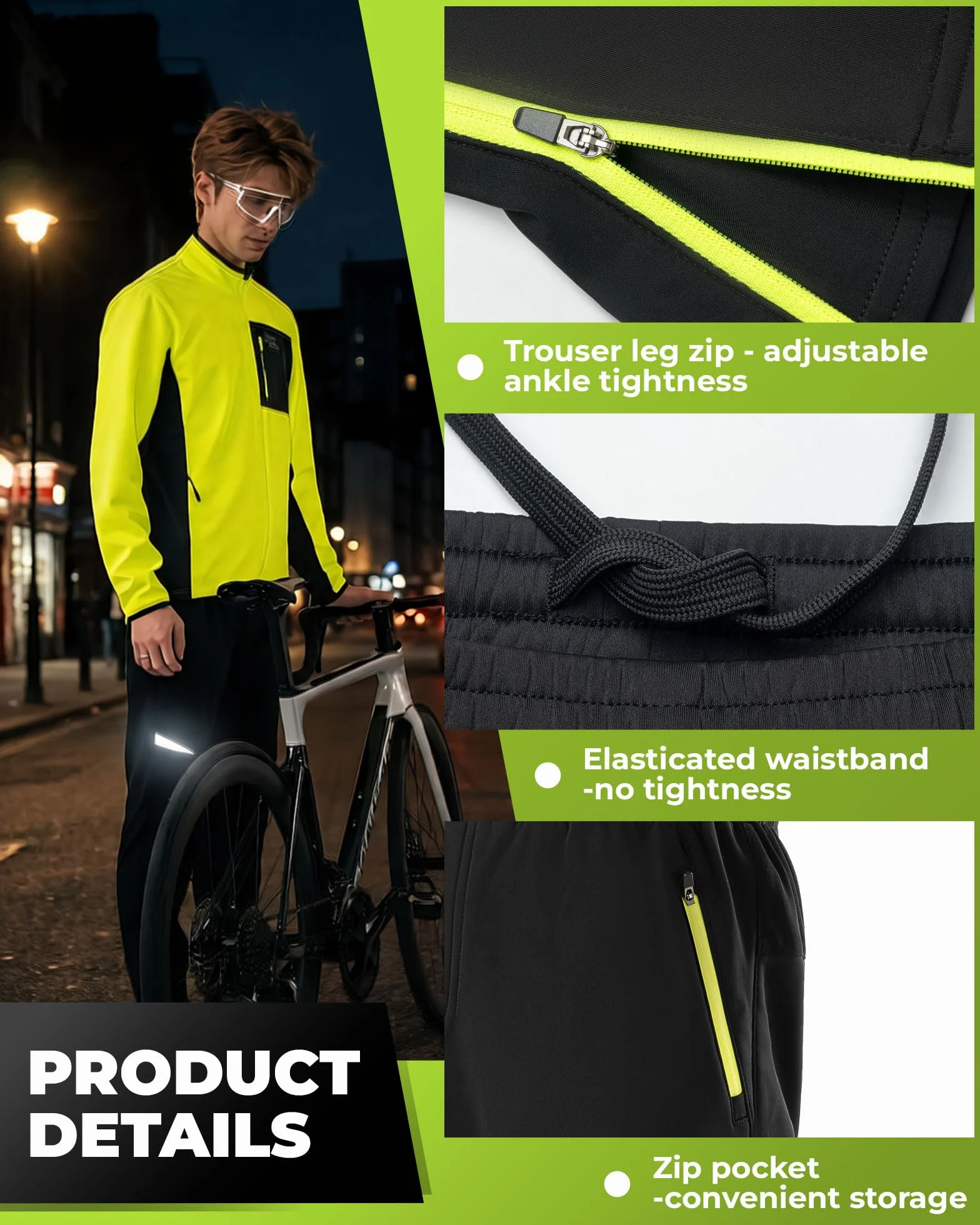ROCKBROS Pantalón Ciclismo Hombre Invierno Polar Abrigo a Prueba de Viento Térmico
