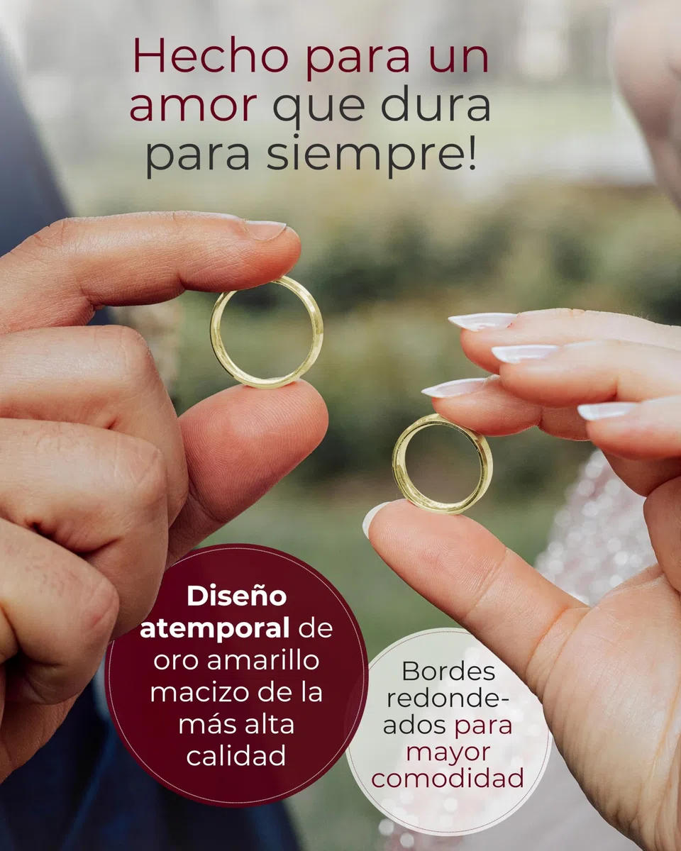 123traumringe Alianzas de oro amarillo de 8 quilates (333) | Anillos de pareja con diamante y estuche | Alianzas grabables de 3 mm de ancho y 1,3 mm de grosor | Tallas 50-72 mm | P18