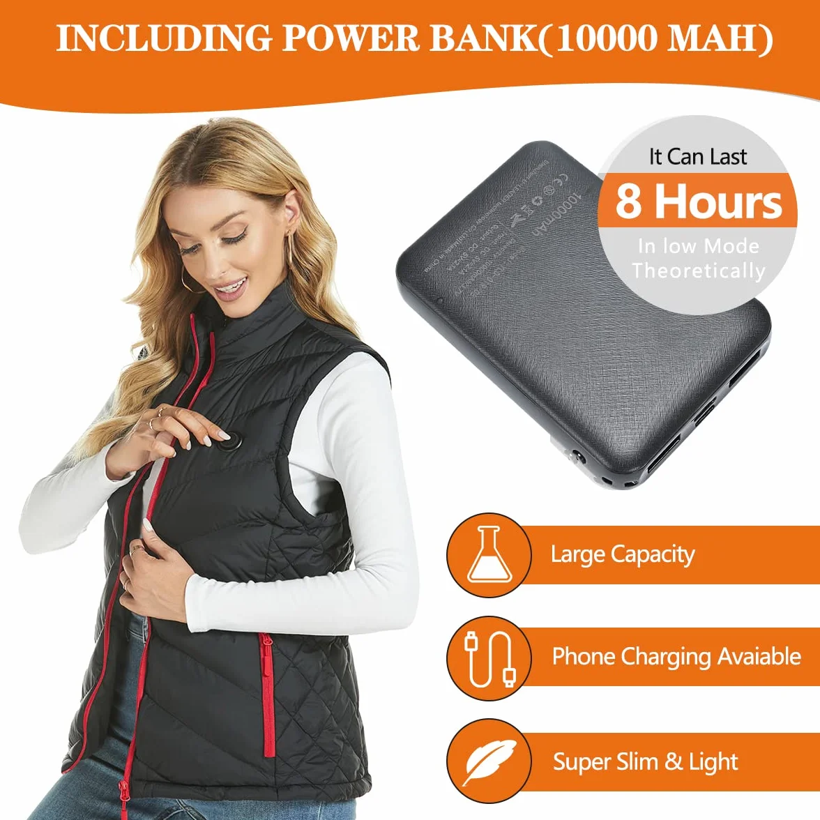 Chaleco Calefactor Eléctrico Recargable USB para Mujer