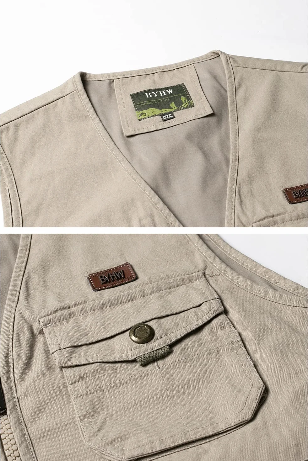 Chaleco de Pesca Hombre Multibolsillos Chaqueta Sin Mangas Fotografia Algodón Chaleco Deportivo de Trabajo Safari