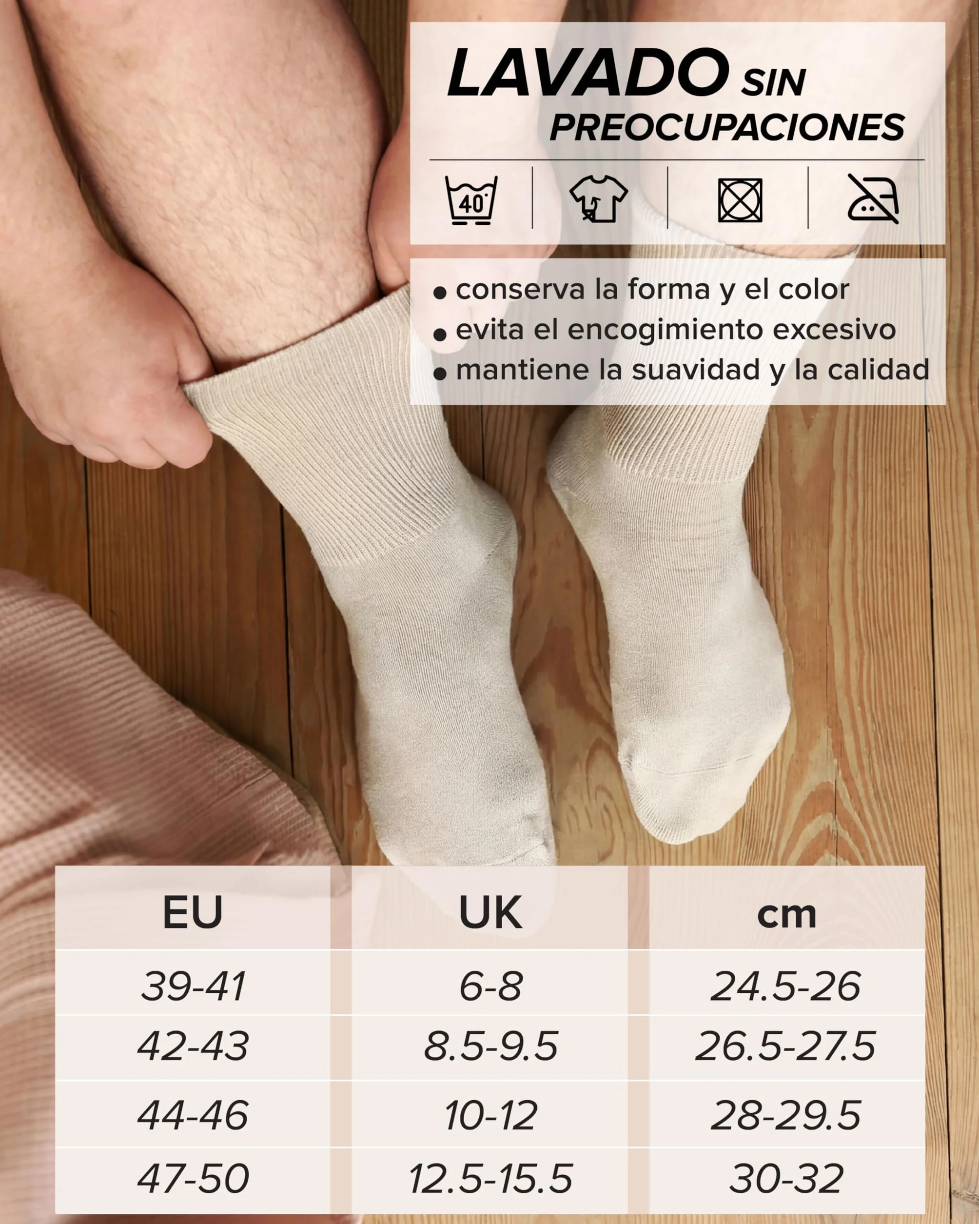 vitsocks Hombre Calcetines Extra Anchos No Aprietan Diabéticos (3 PARES) Sin Goma Antipresión Pies Hinchados Diabetes