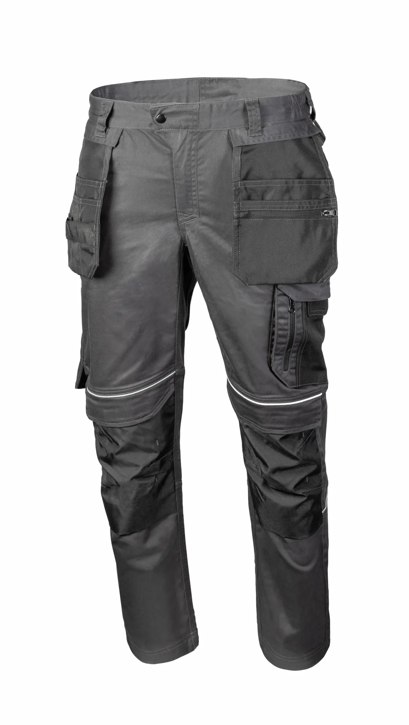 Högert Technik HASSO Pantalones de Trabajo, Pantalones de Seguridad, elásticos, Reforzados, Gris Oscuro, Resistentes, Bolsillos para Herramientas, Rodilleras, Pantalones de construcción,